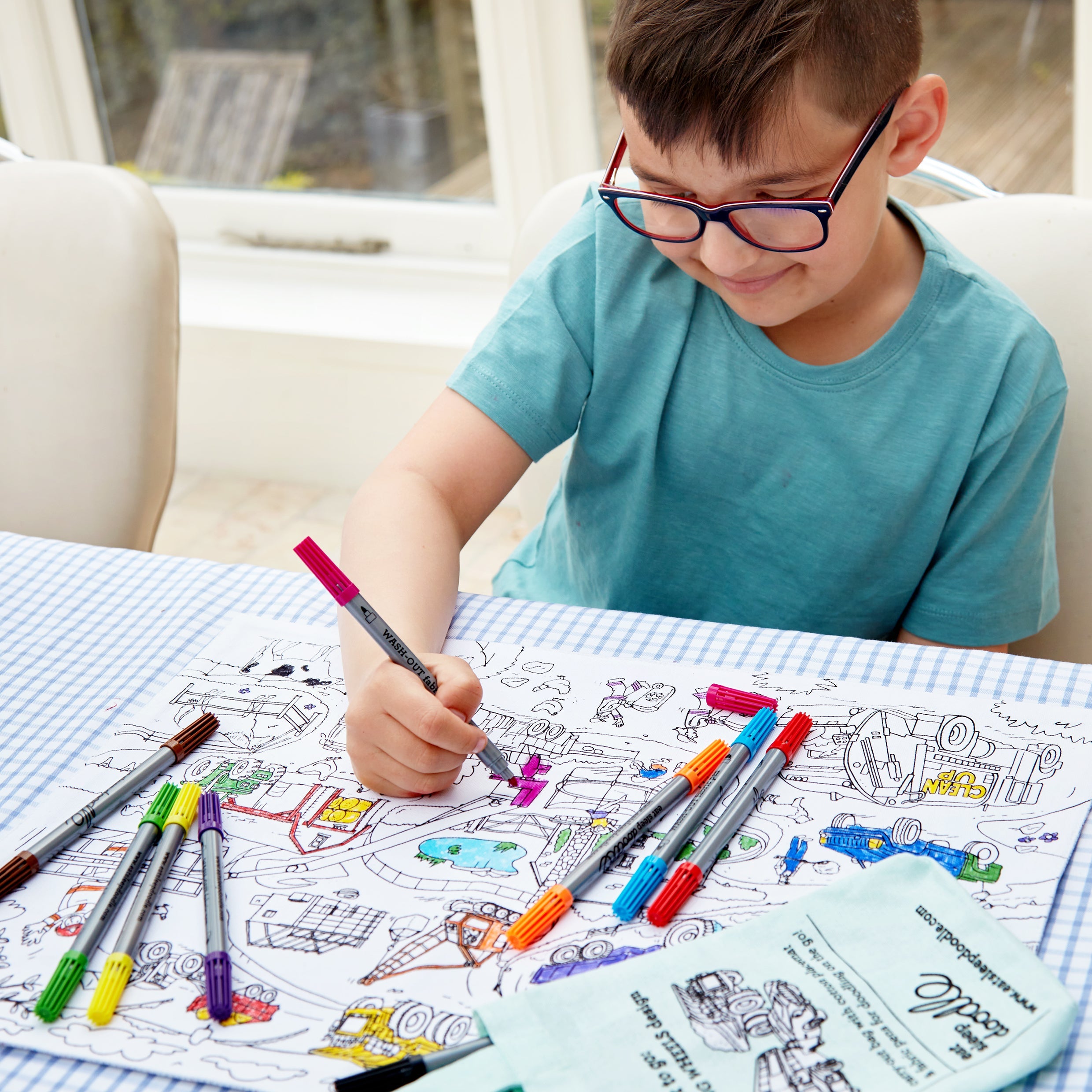 Kibakids - Cars, Trucks & Tractors Reusable Colour-In Placemat for Kids