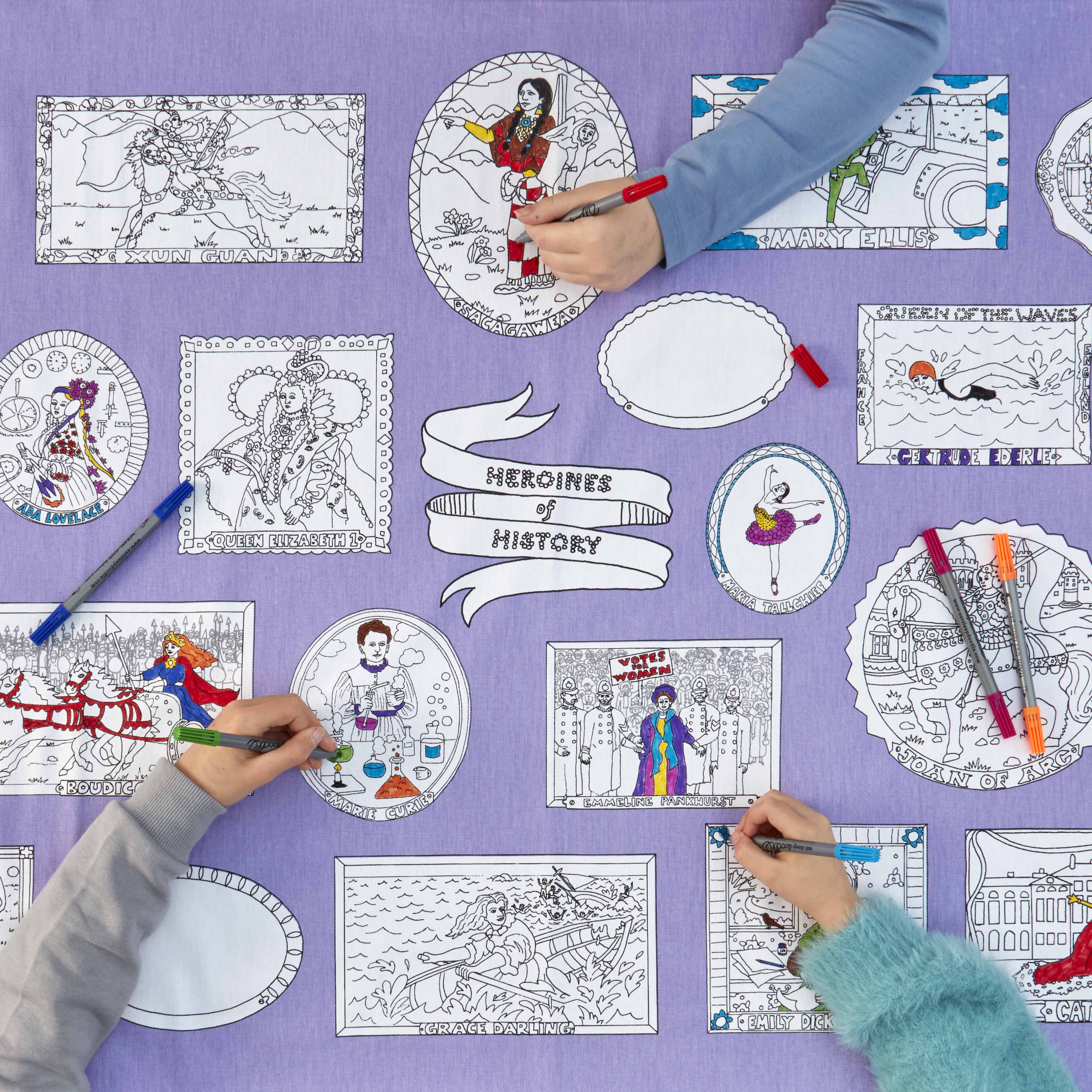 Kibakids - heroines of history tablecloth or wall-hanging