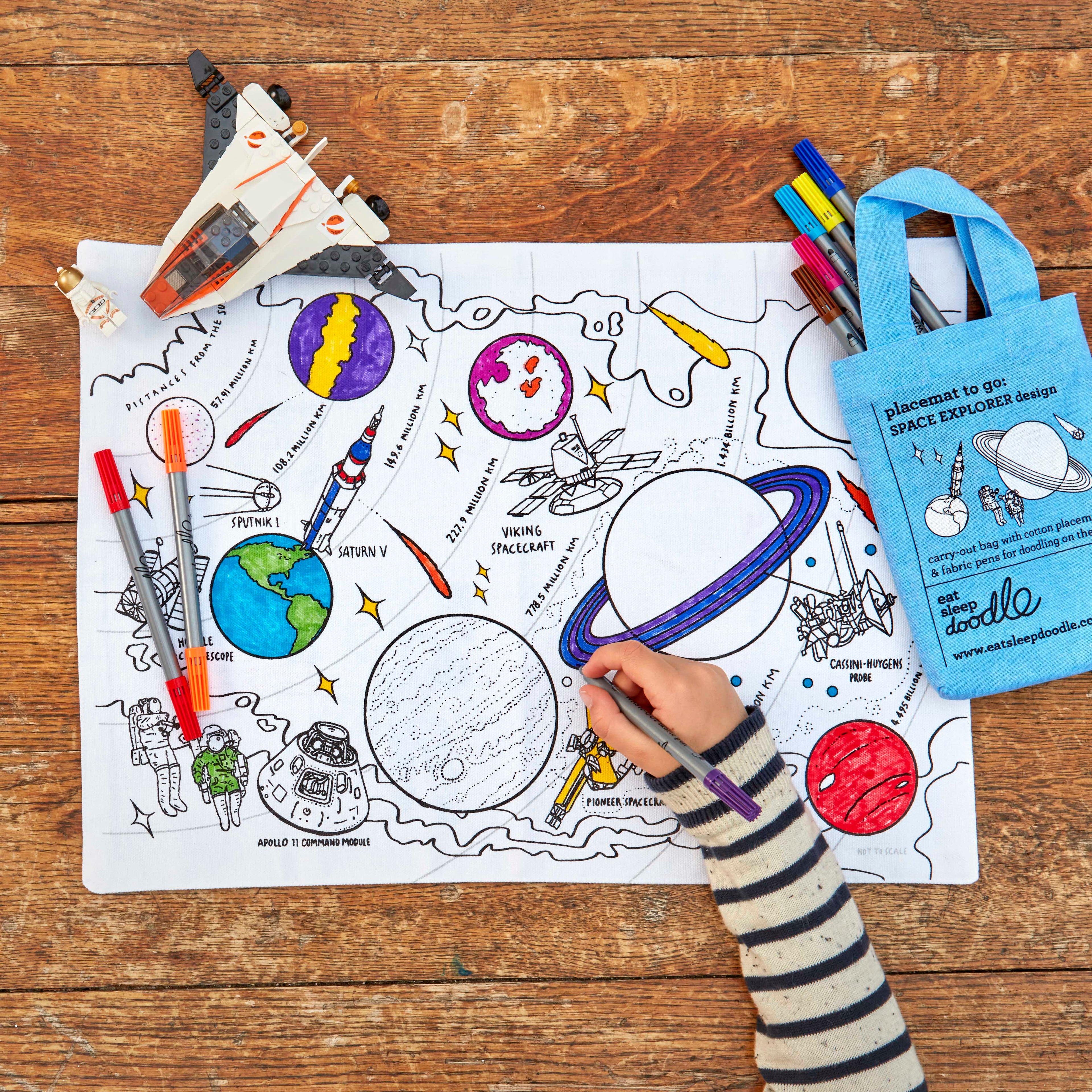 Kibakids - Space Explorer Reusable Colour-In Placemat for Kids