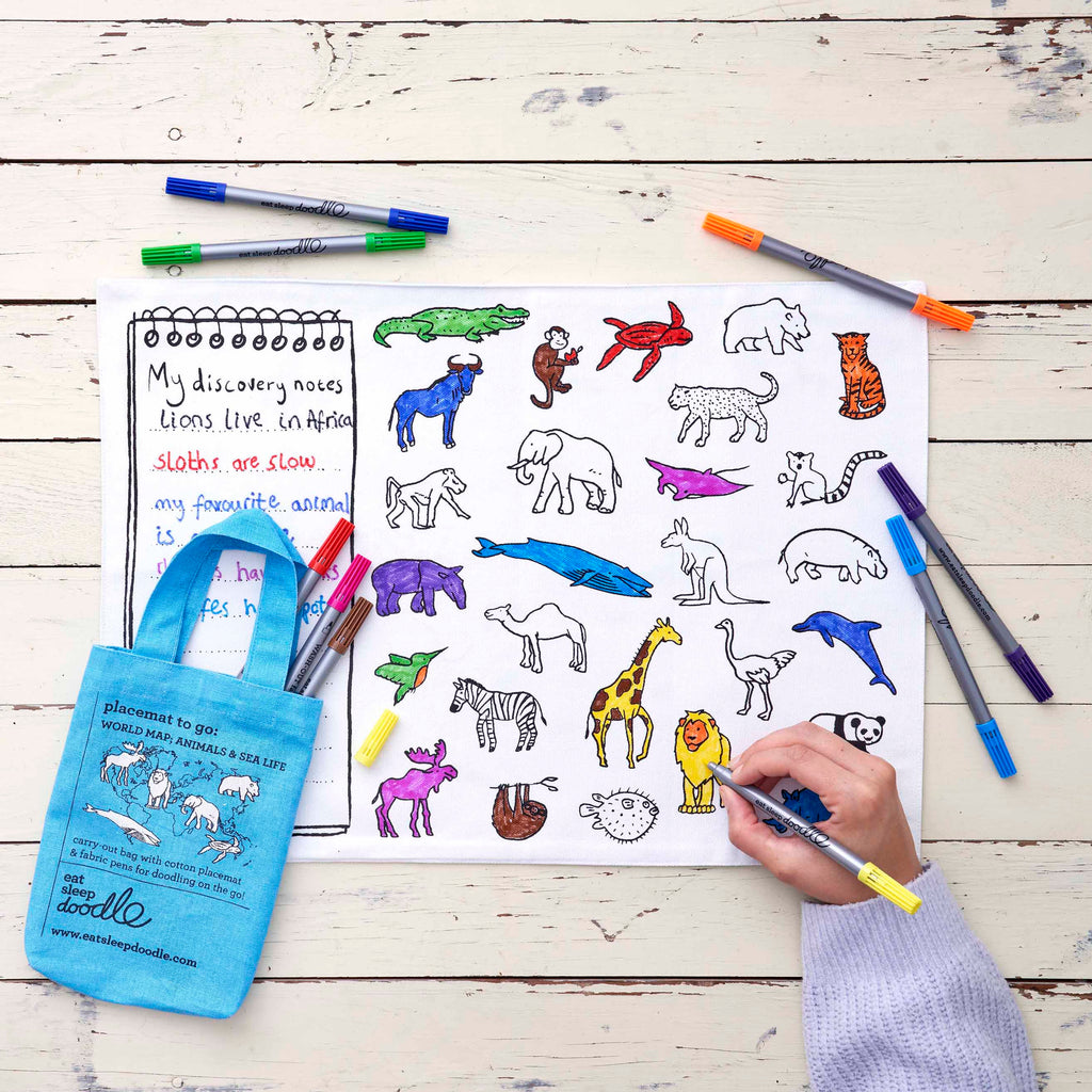 Kibakids - World Map Reusable Colour-In Placemat for Kids