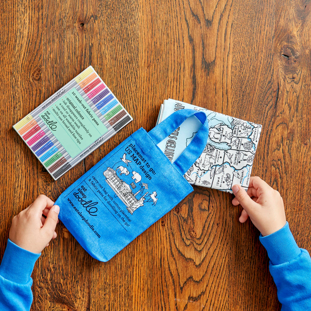Kibakids - USA Map Reusable Colour-In Placemat for Kids