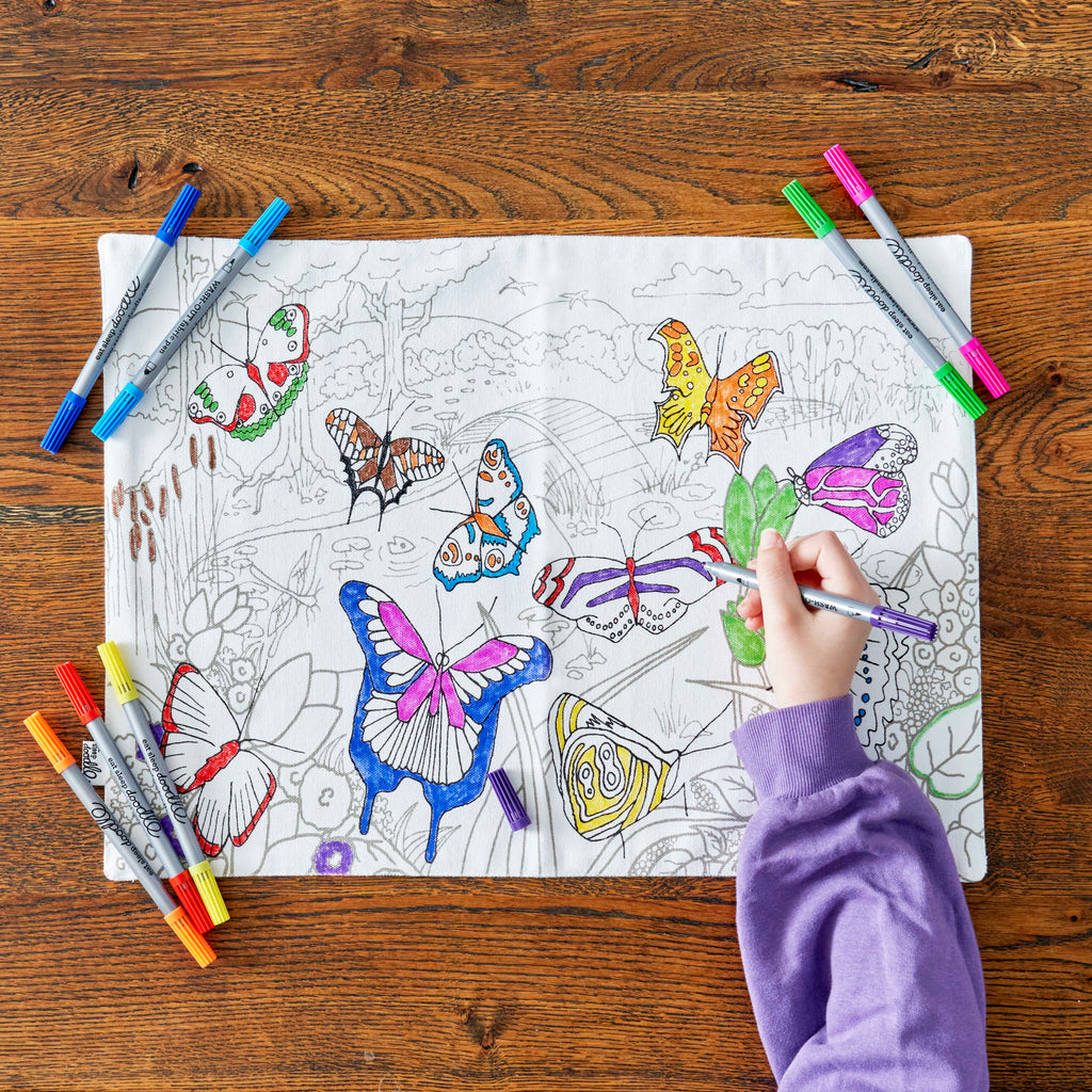 Kibakids - Butterfly Reusable Colour-In Placemat for Kids