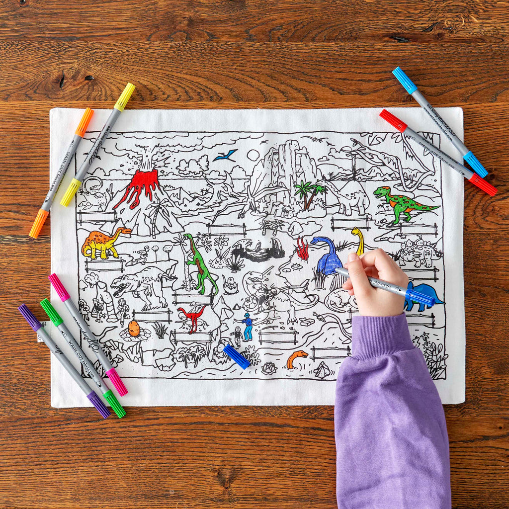 Kibakids - Dinosaur Reusable Colour-In Placemat for Kids