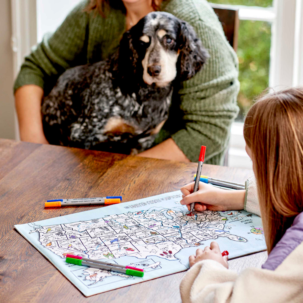 Kibakids - USA Map Reusable Colour-In Placemat for Kids