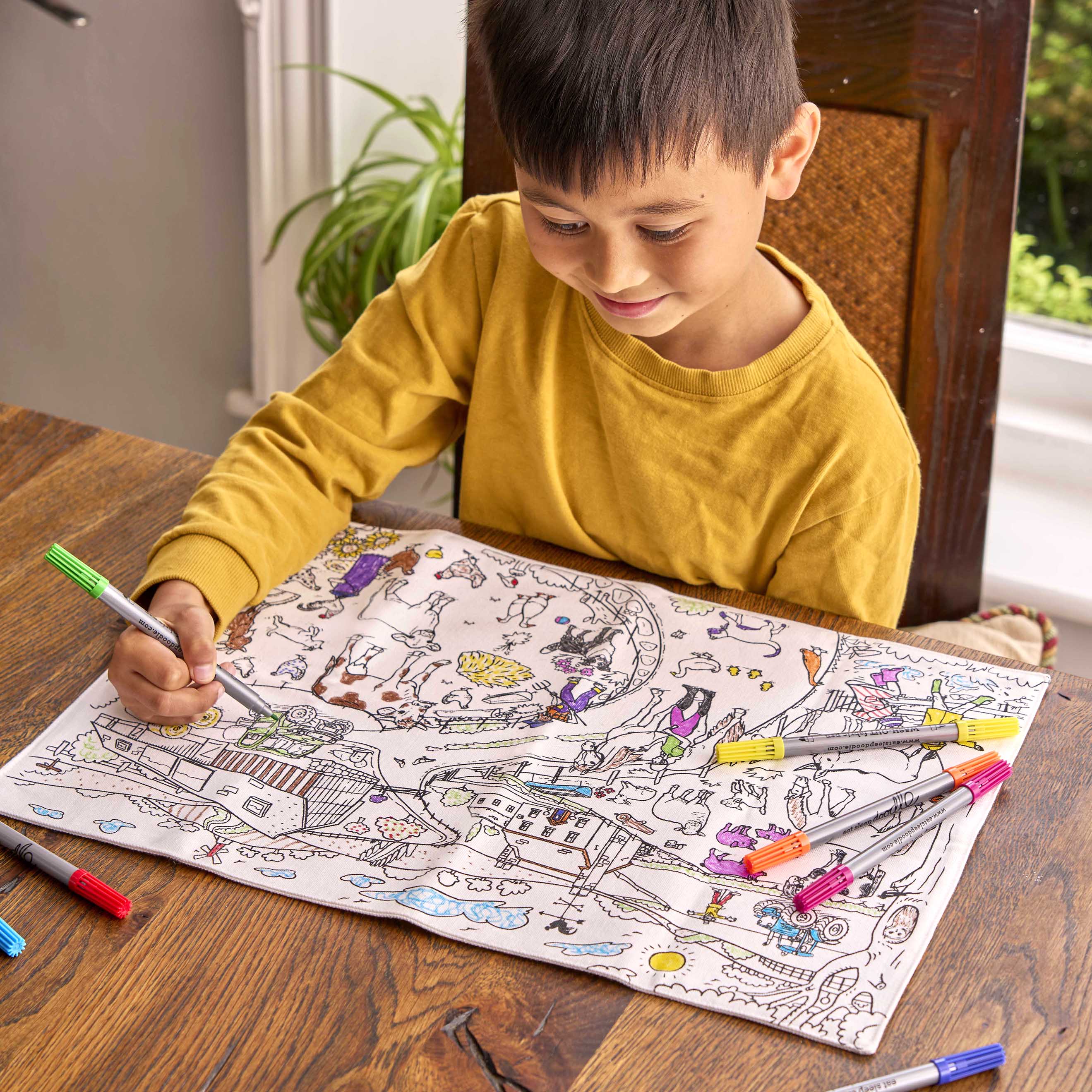 Kibakids - Farmyard Reusable Colour-In Placemat for Kids