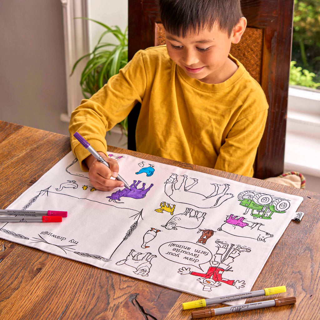 Kibakids - Farmyard Reusable Colour-In Placemat for Kids