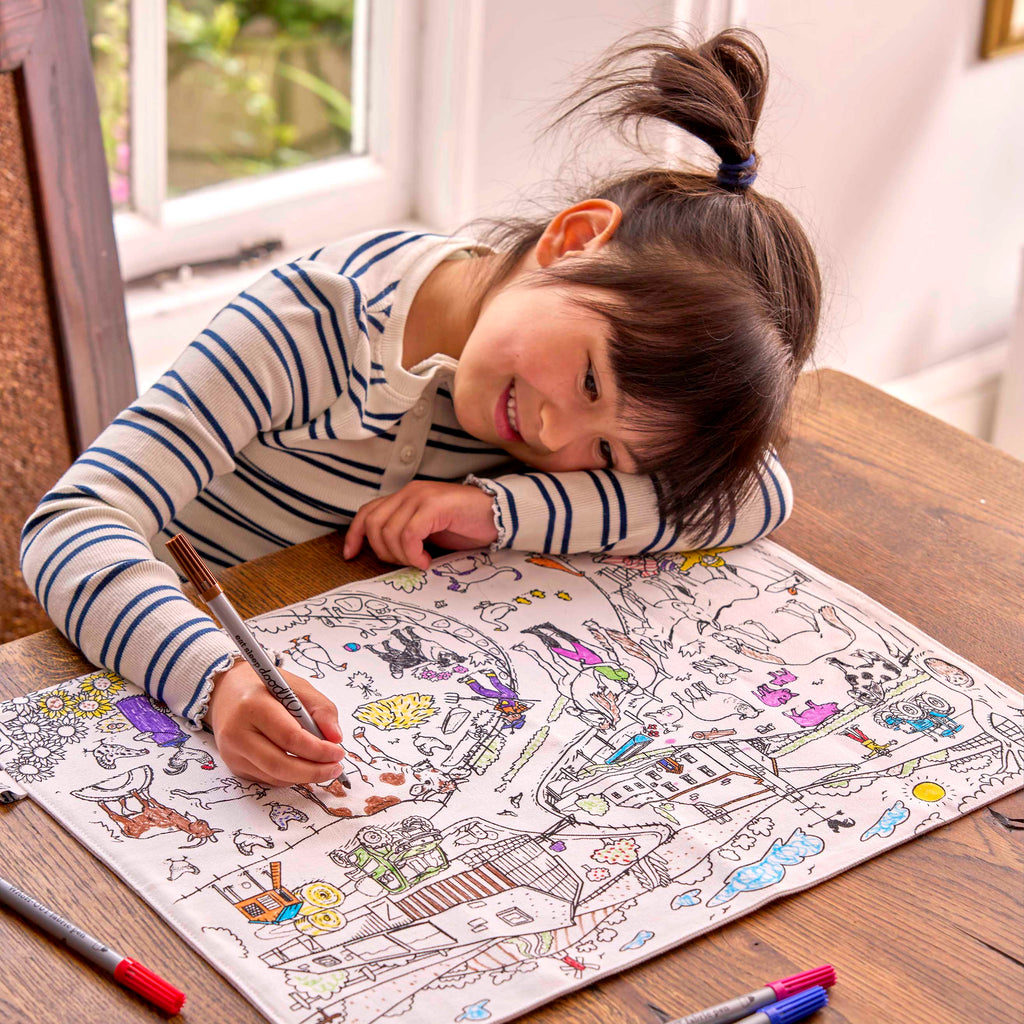 Kibakids - Farmyard Reusable Colour-In Placemat for Kids