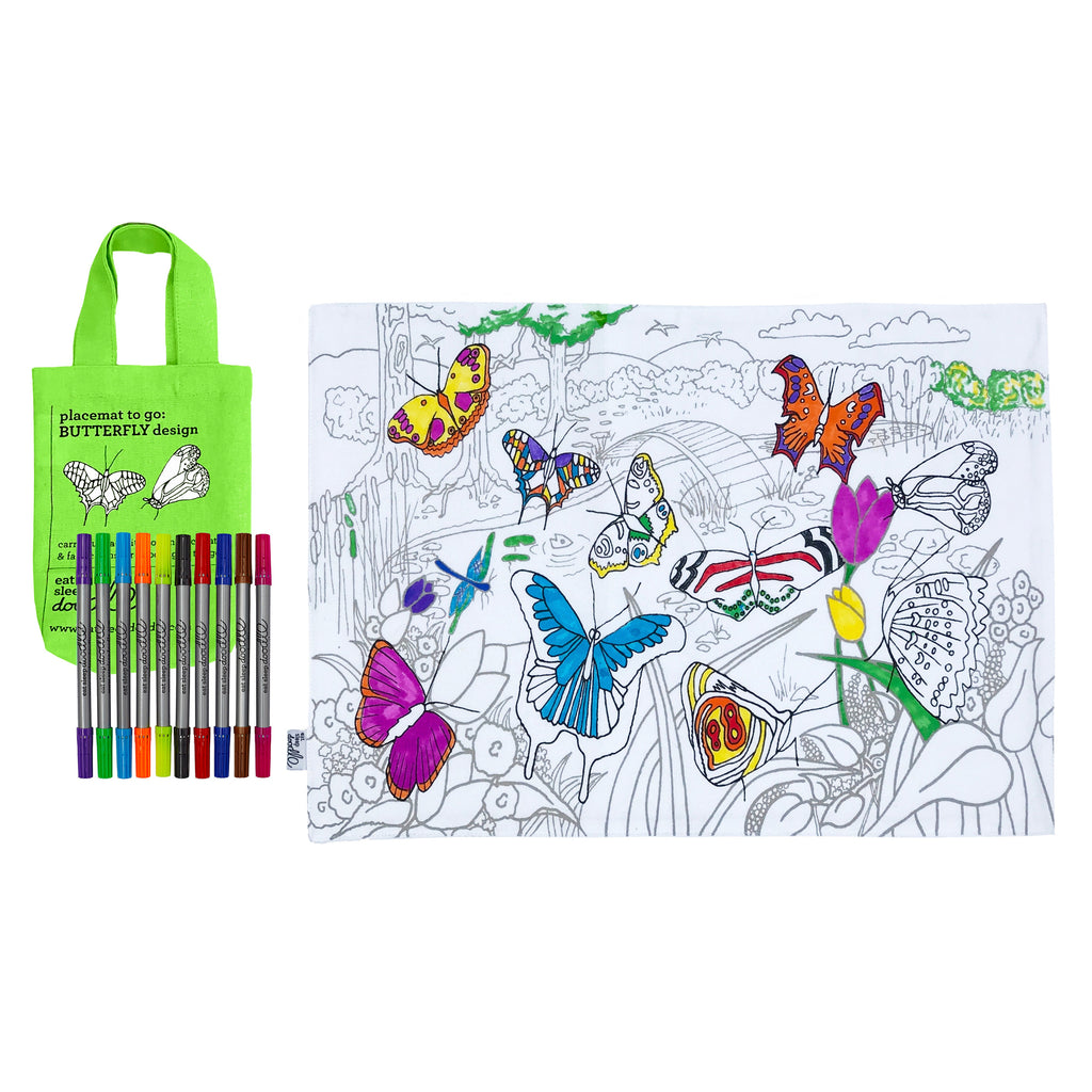 Kibakids - Butterfly Reusable Colour-In Placemat for Kids