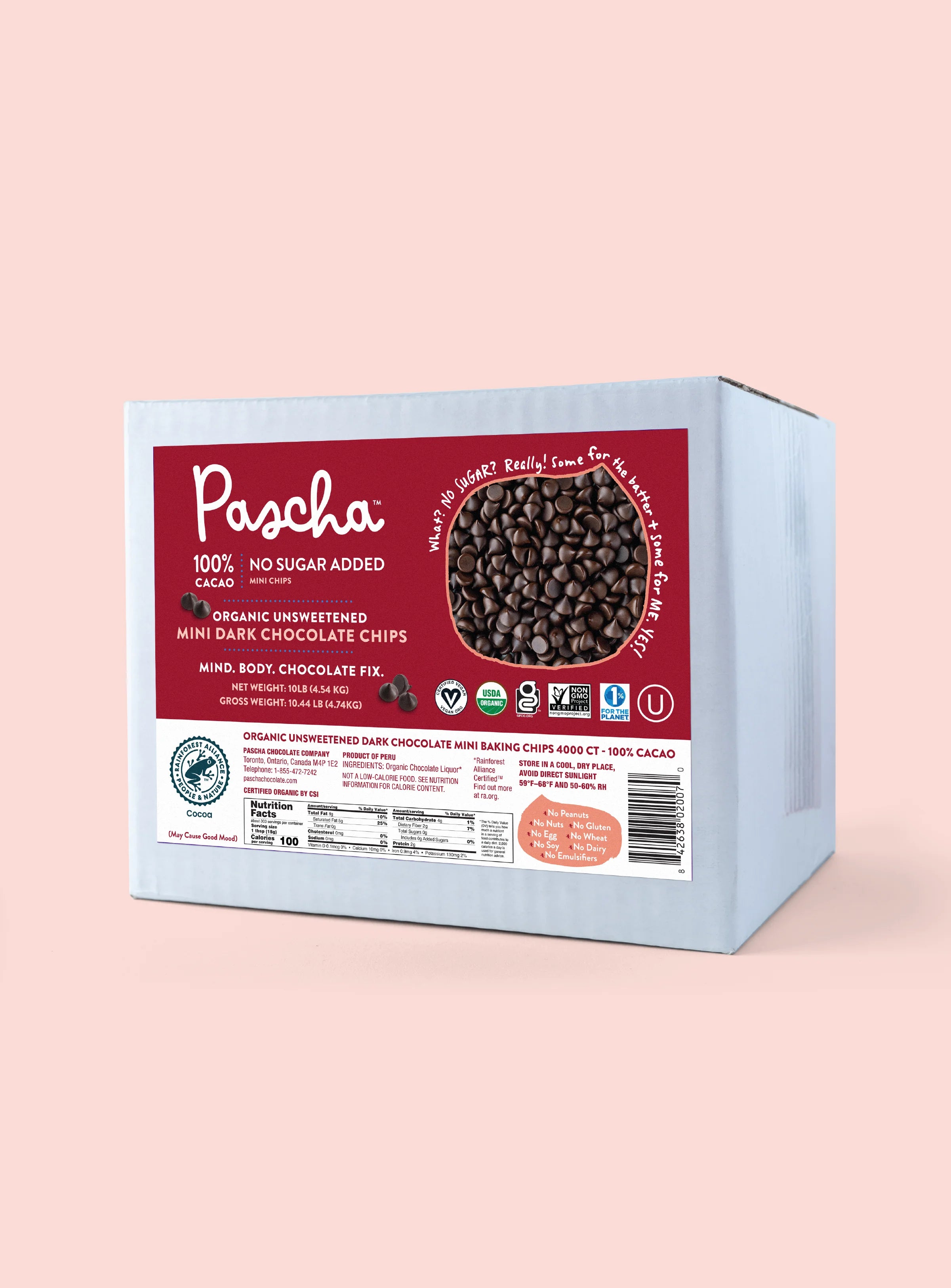 Shavelo - Bulk Keto Mini Chips (10 lbs) - 100% Cacao Organic Vegan Unsweetened Dark Chocolate Chips (4000 ct) - Sugar Free!