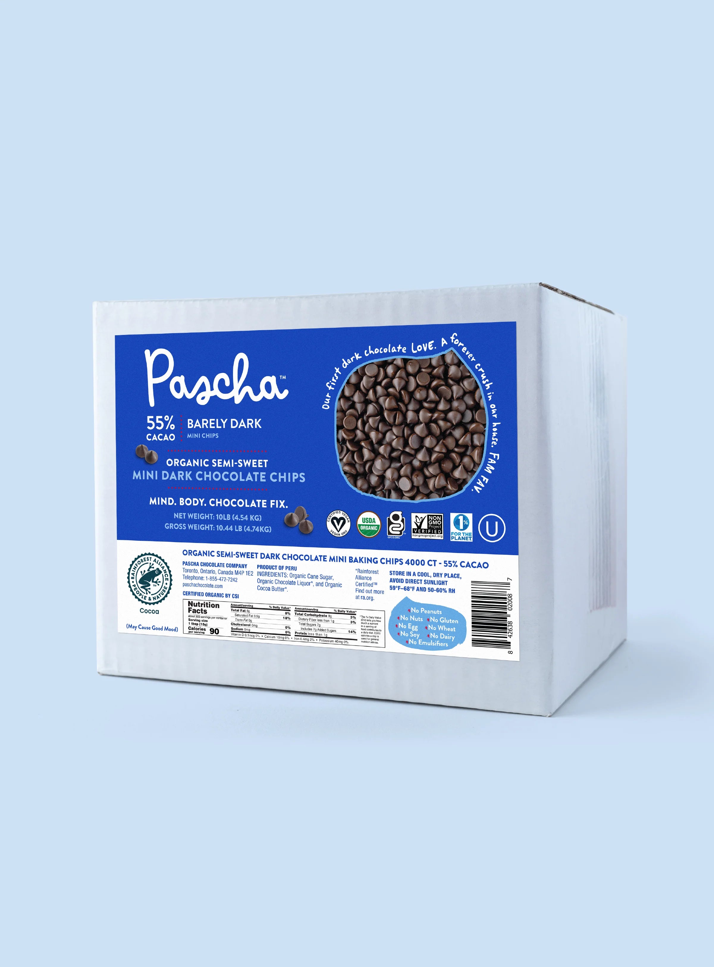 Shavelo - *OVERSTOCK SHORT-DATED SALE* Bulk Mini Chips (10 lbs) - 55% Cacao Organic Vegan Semi-Sweet Dark Chocolate Chips (4000 ct)
