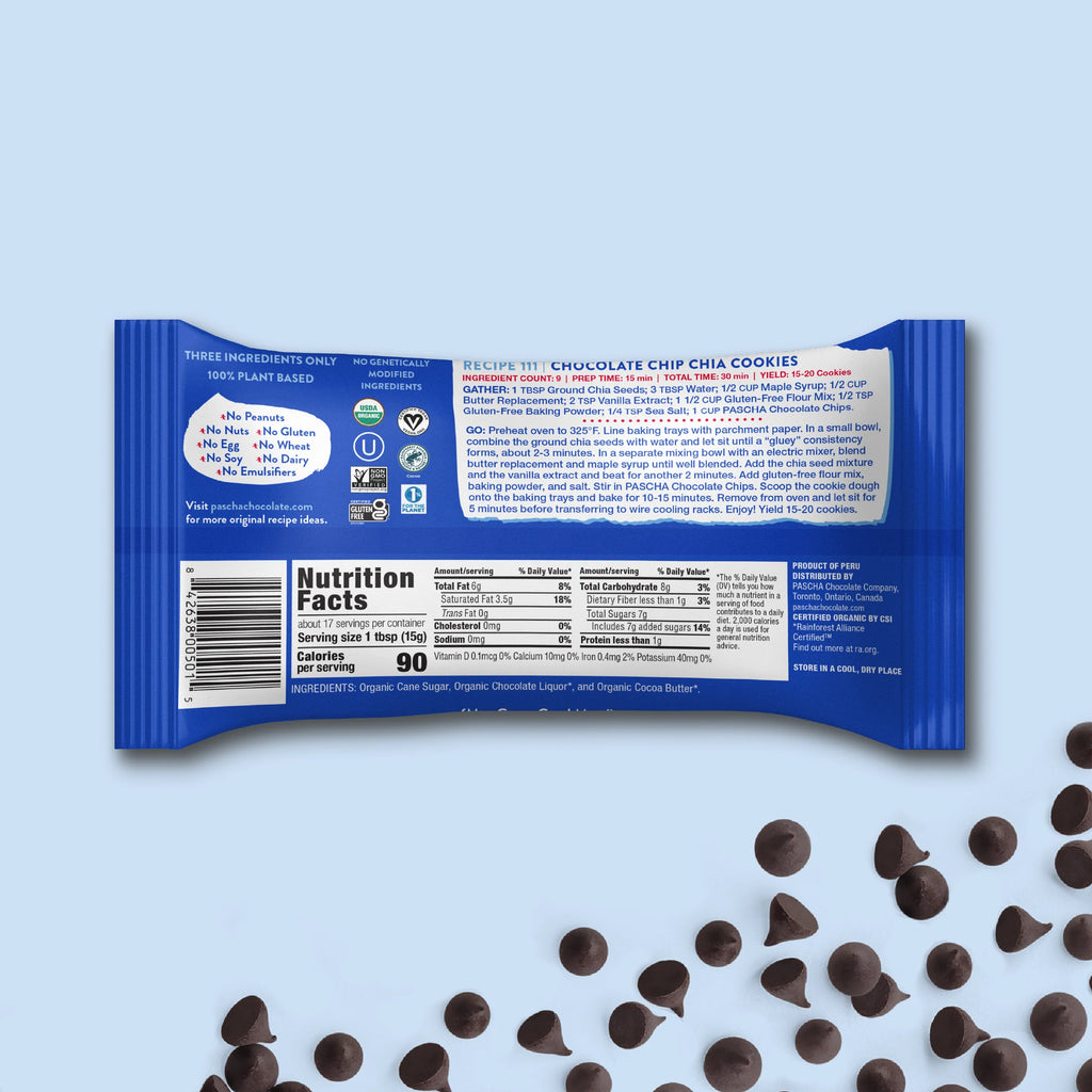 Shavelo - 55% Cacao Organic Vegan Semi-Sweet Dark Chocolate Chips (6 Bags)
