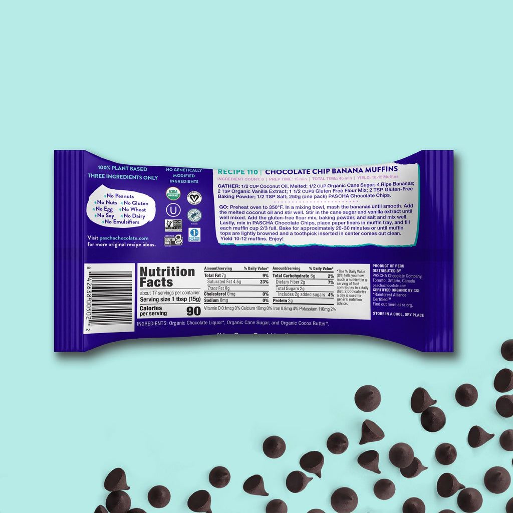 Shavelo - 85% Cacao Organic Vegan Extra Bitter-Sweet Dark Chocolate Chips (6 Bags)