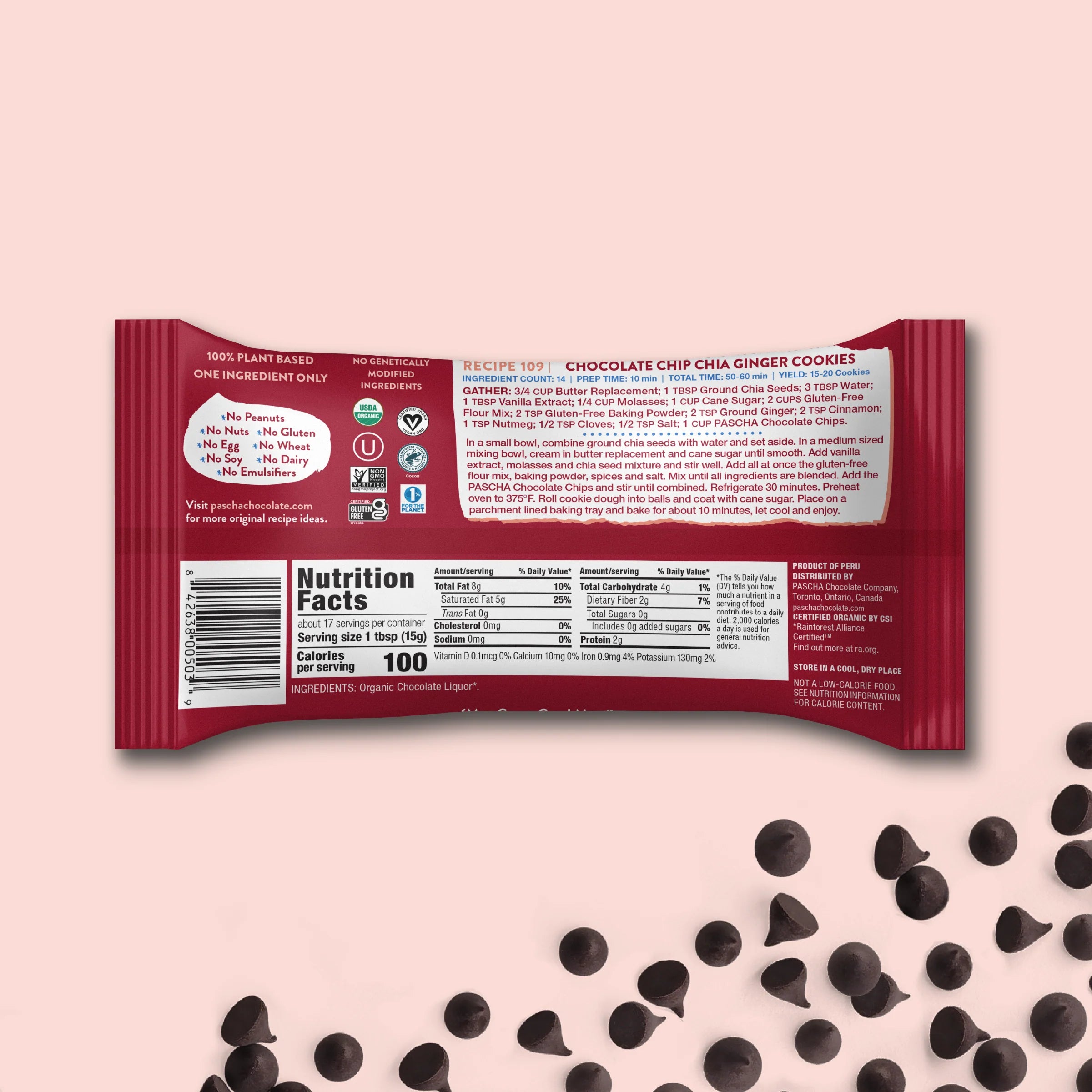 Shavelo - 100% Cacao Organic Vegan Unsweetened Dark Chocolate Chips (6 Bags)