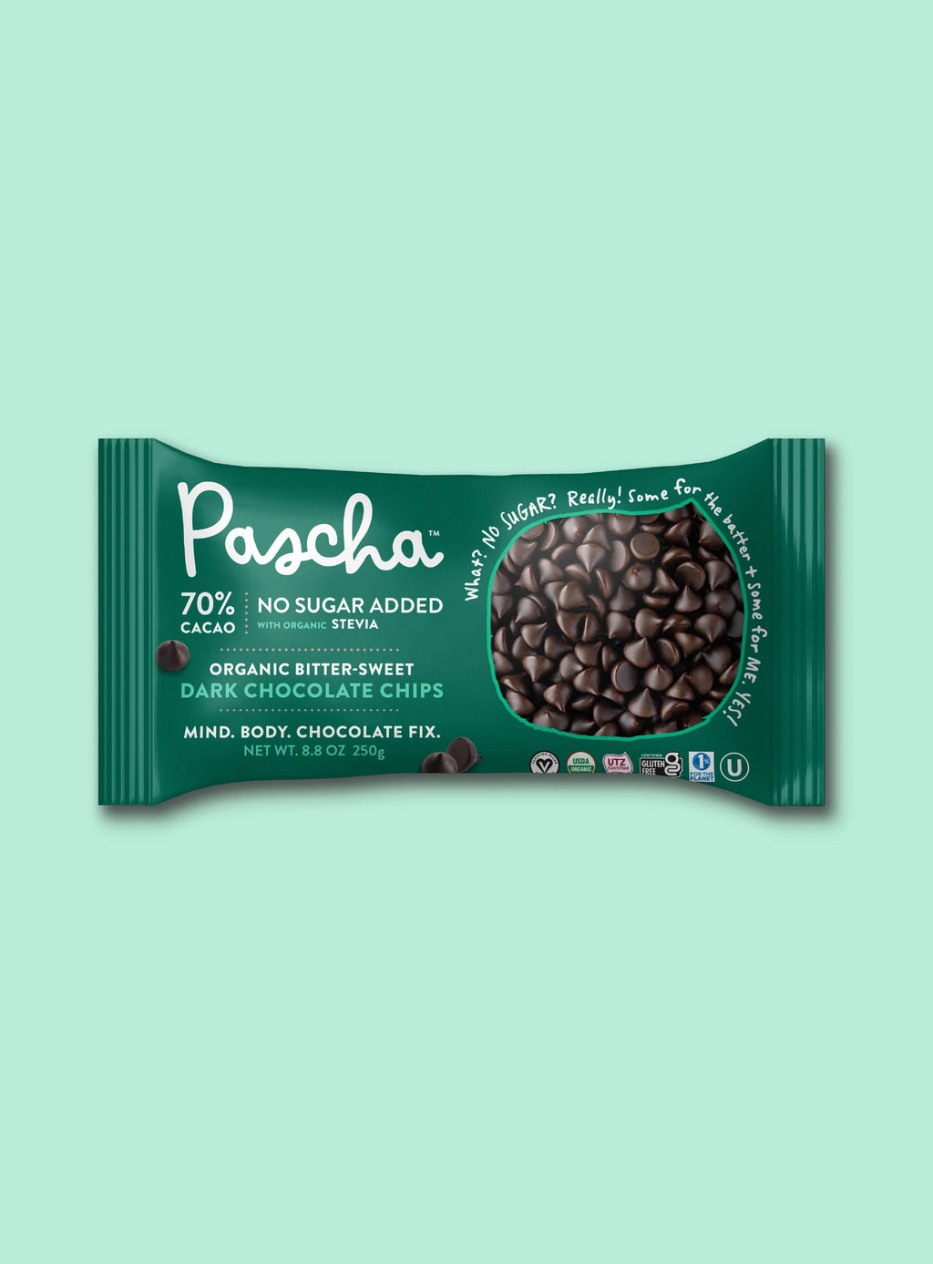 Shavelo - 70% Cacao Organic Vegan Bitter-Sweet Dark Chocolate Chips with Stevia (6 Bags)