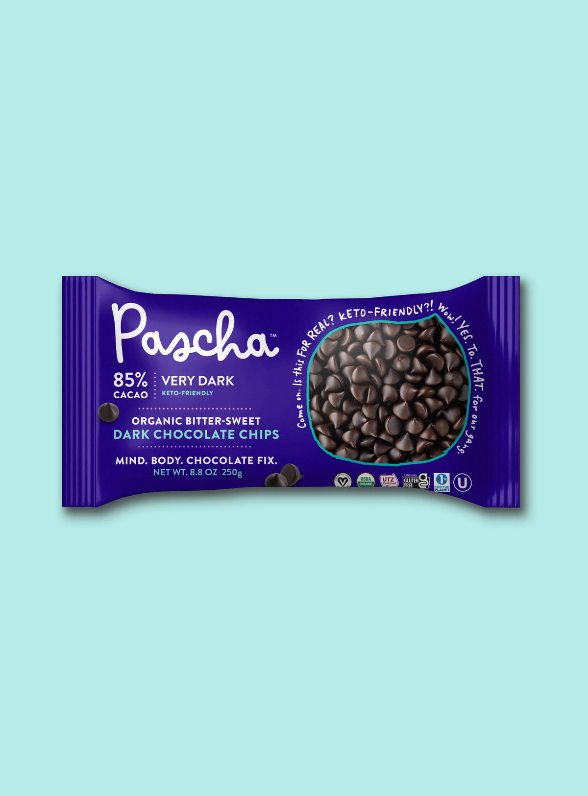 Shavelo - 85% Cacao Organic Vegan Extra Bitter-Sweet Dark Chocolate Chips (6 Bags)