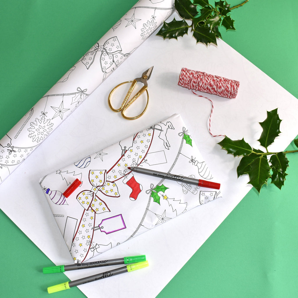 Kibakids - colour in Christmas wrapping paper (3 sheets)