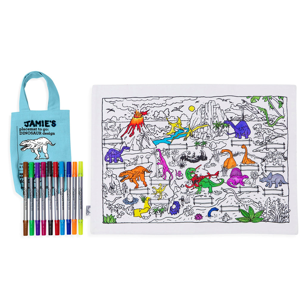 Kibakids - Dinosaur Reusable Colour-In Placemat for Kids