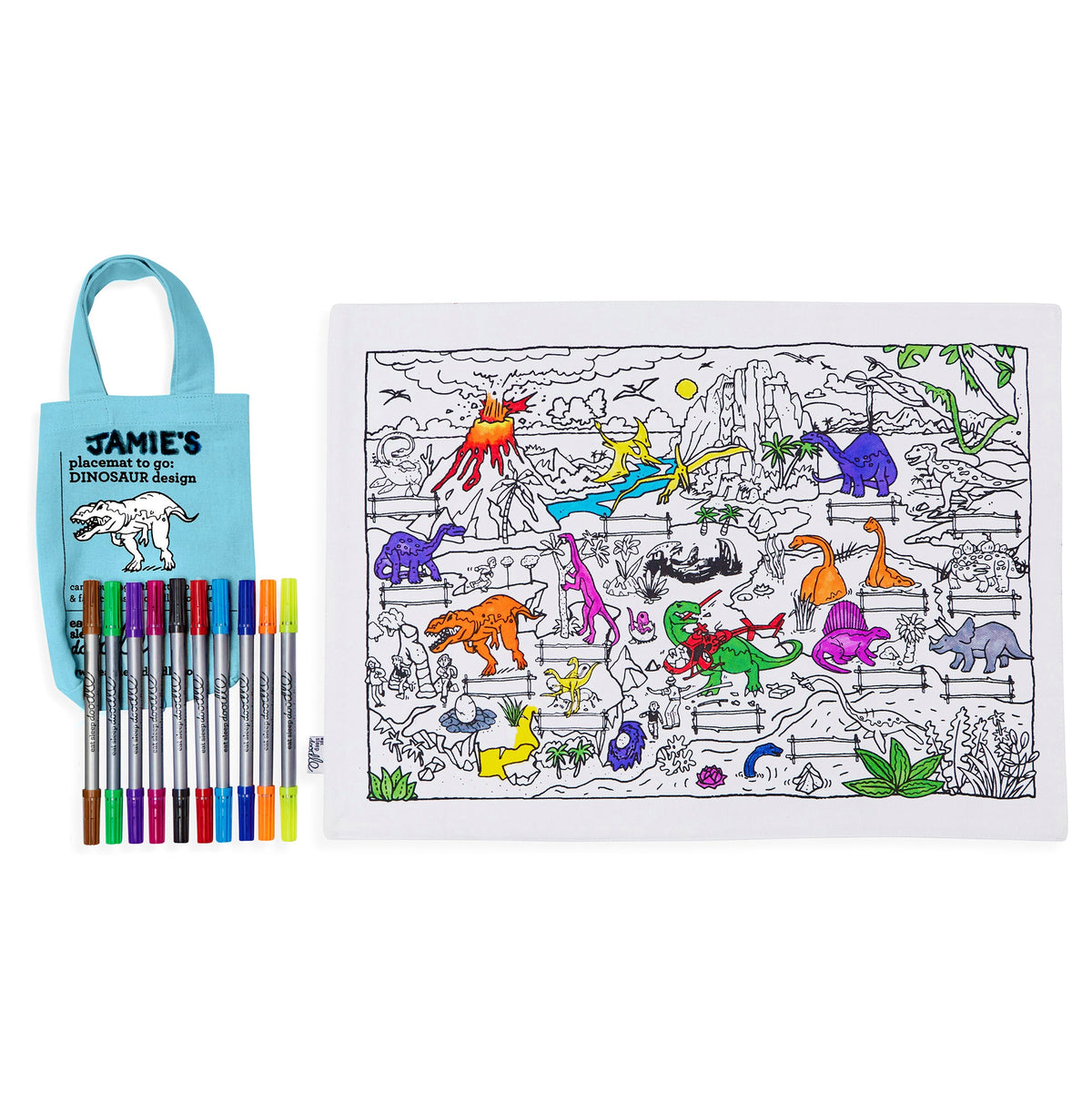 Kibakids - Dinosaur Reusable Colour-In Placemat for Kids