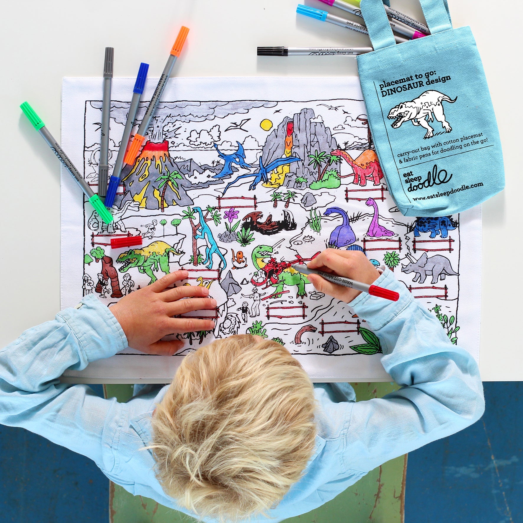 Kibakids - dinosaur placemat to go - party pack of 10