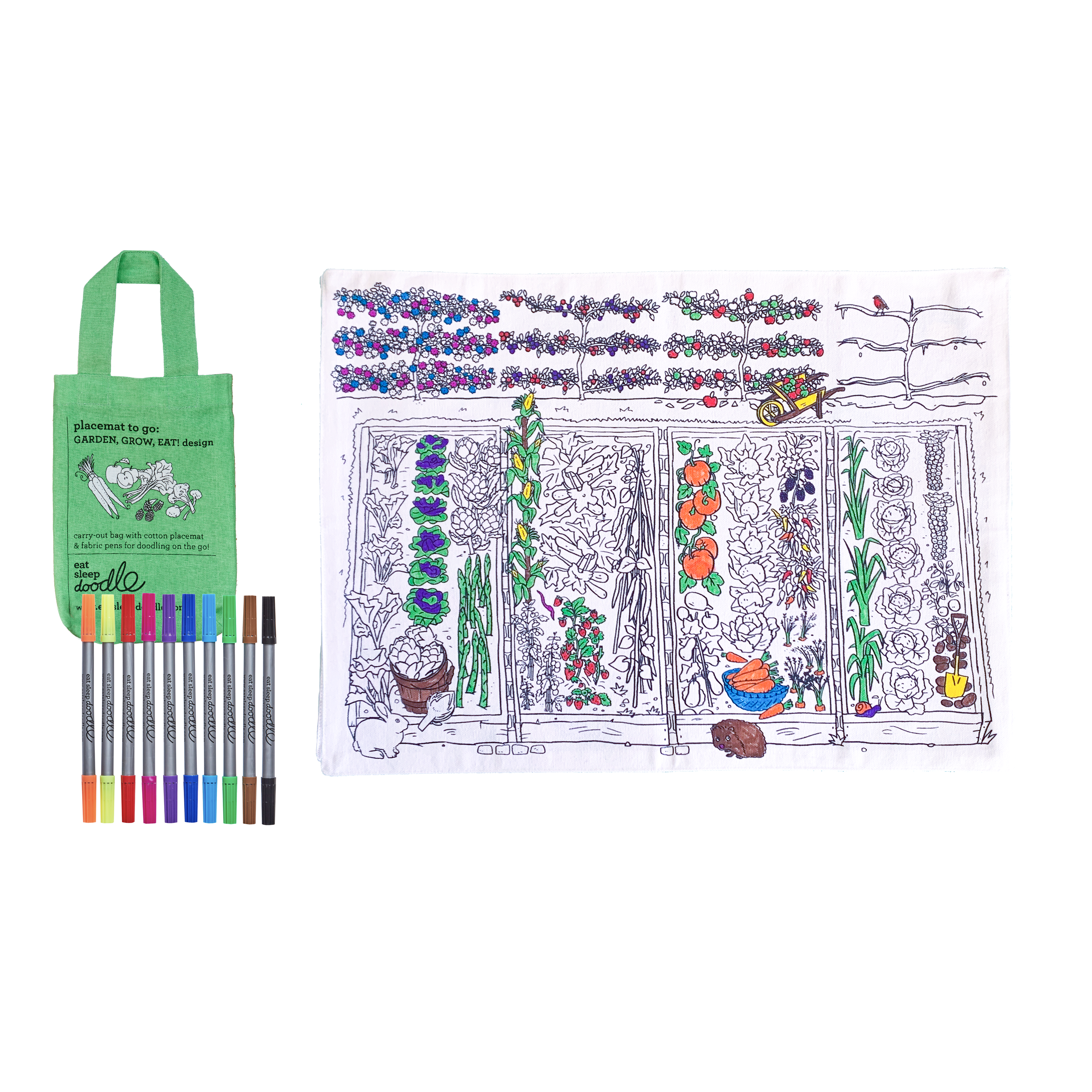 Kibakids - garden, grow, eat! placemat to go - party pack of 10