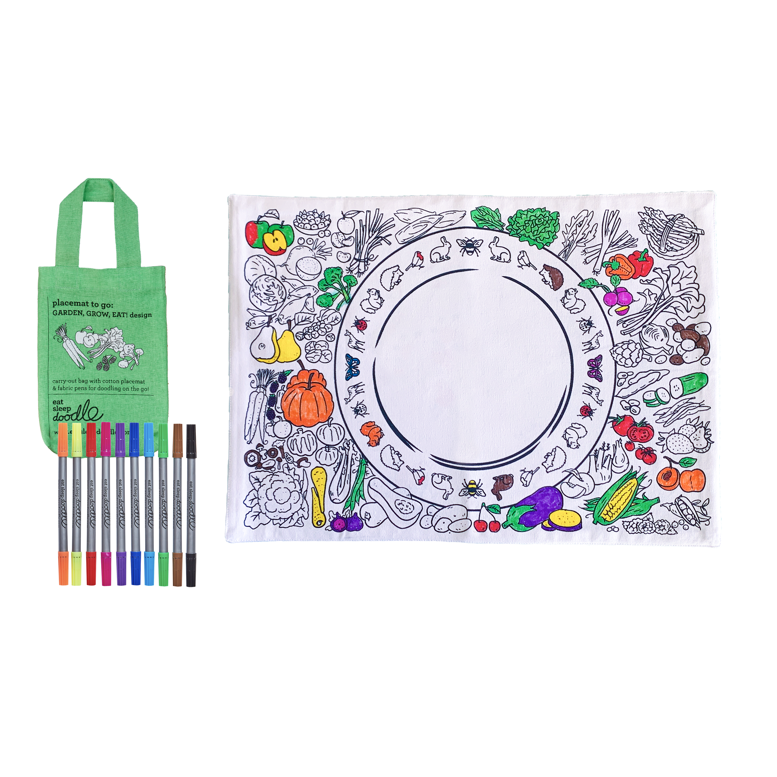 Kibakids - garden, grow, eat! placemat to go - party pack of 10