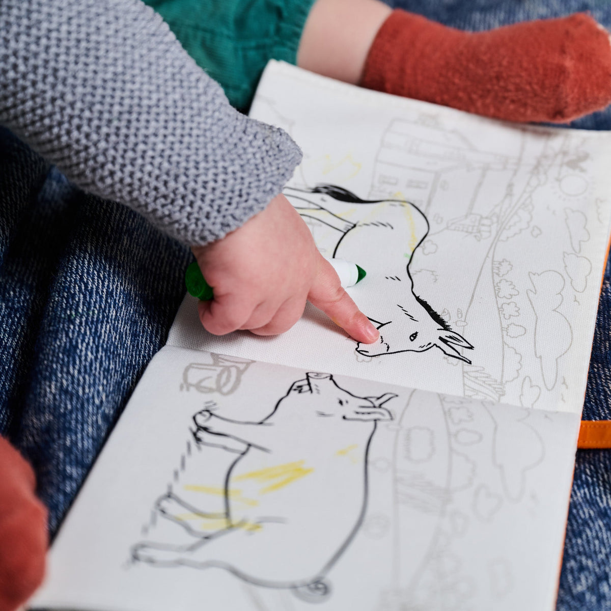 Kibakids - Farmyard Fabric Colouring Book for kids 1 years +