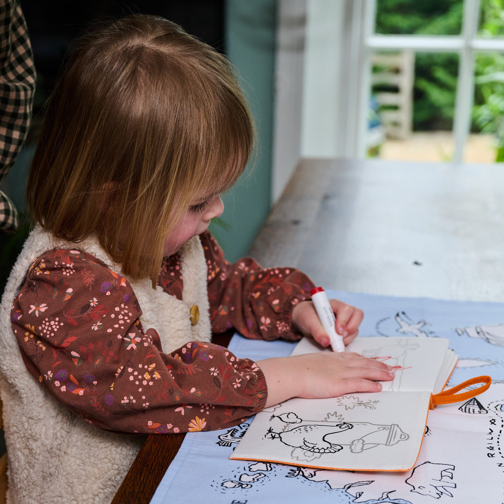 Kibakids - Farmyard Fabric Colouring Book for kids 1 years +