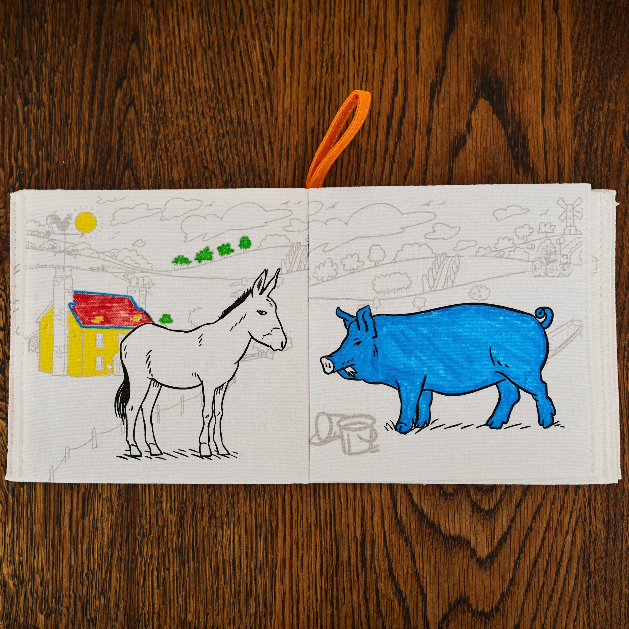 Kibakids - Farmyard Fabric Colouring Book for kids 1 years +