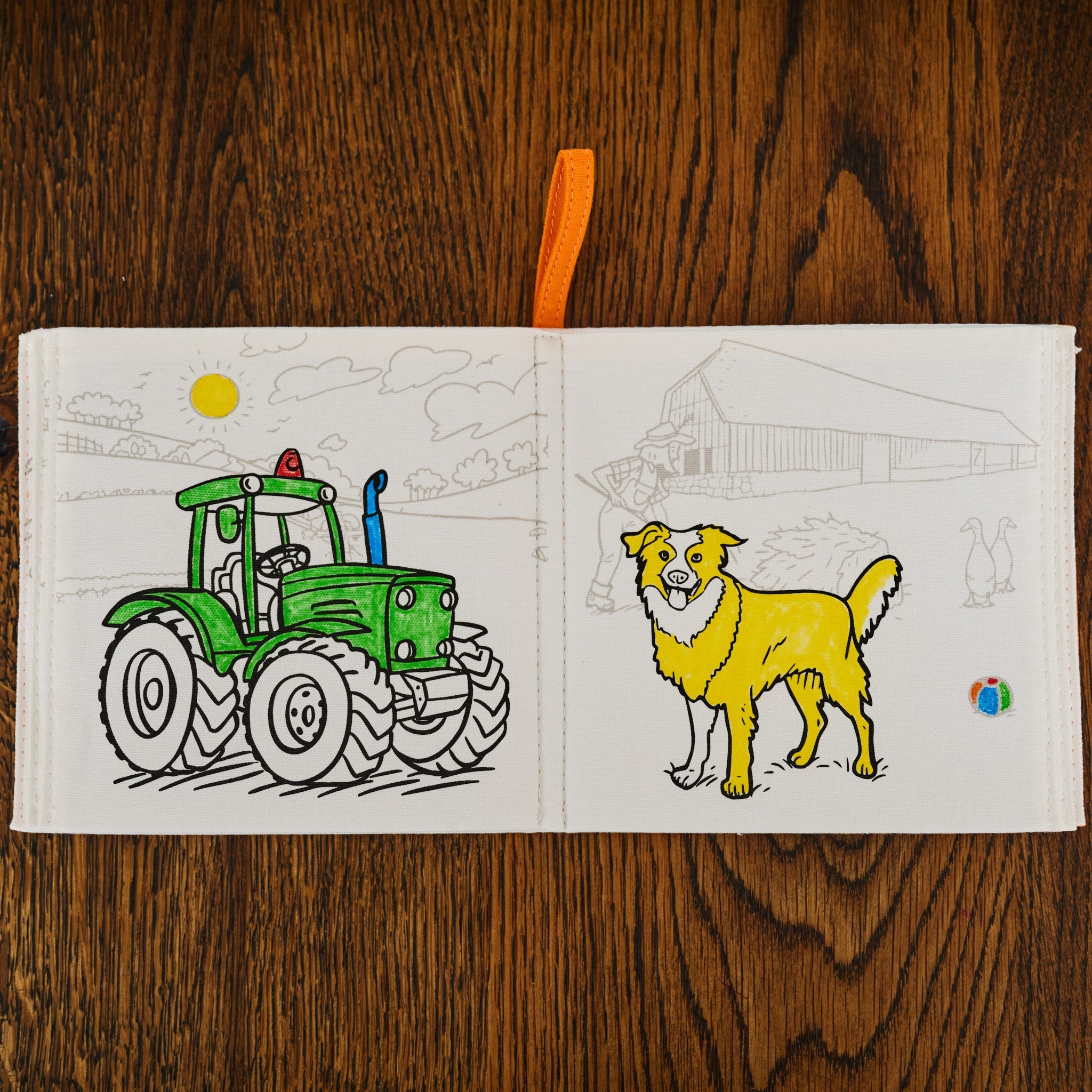 Kibakids - Farmyard Fabric Colouring Book for kids 1 years +