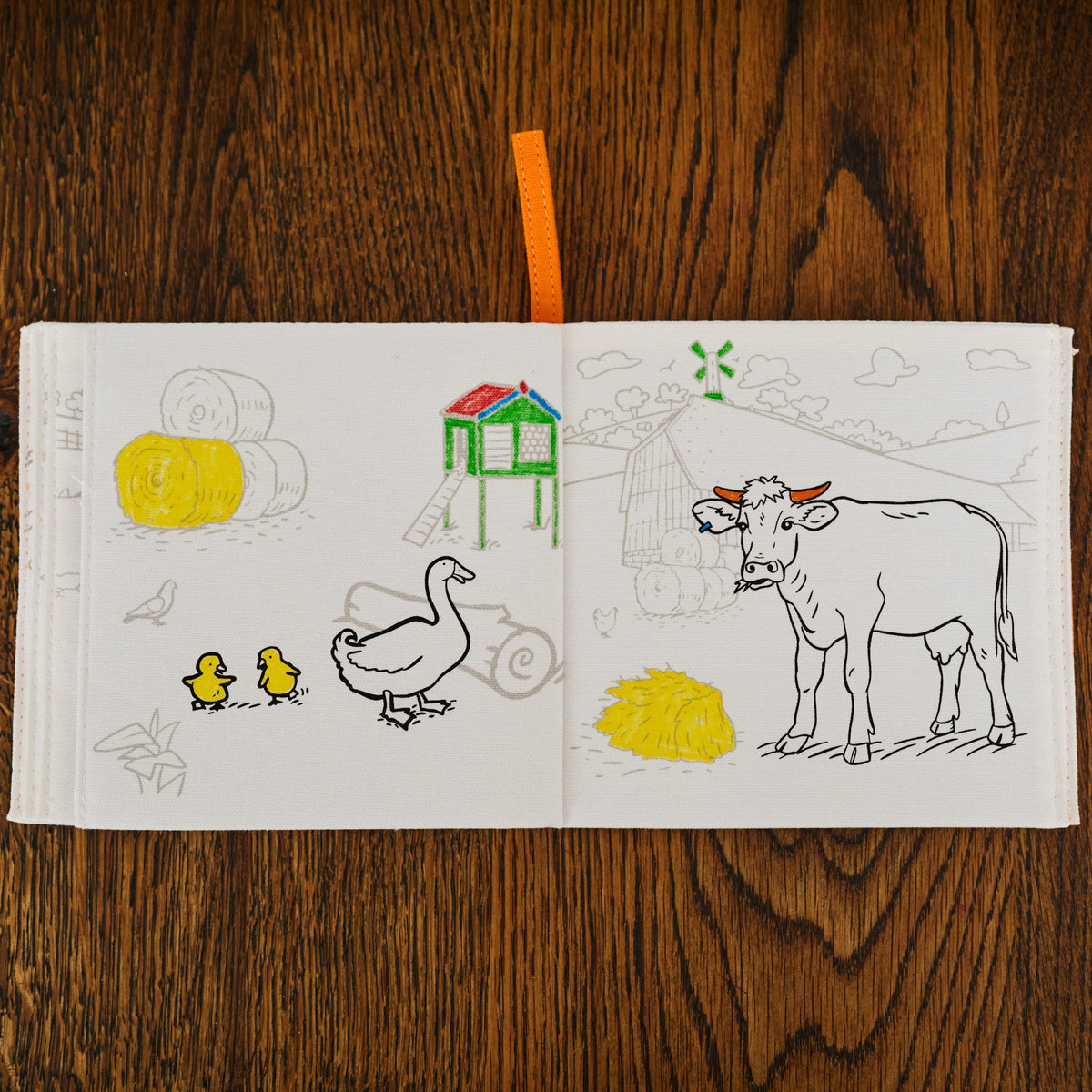 Kibakids - Farmyard Fabric Colouring Book for kids 1 years +