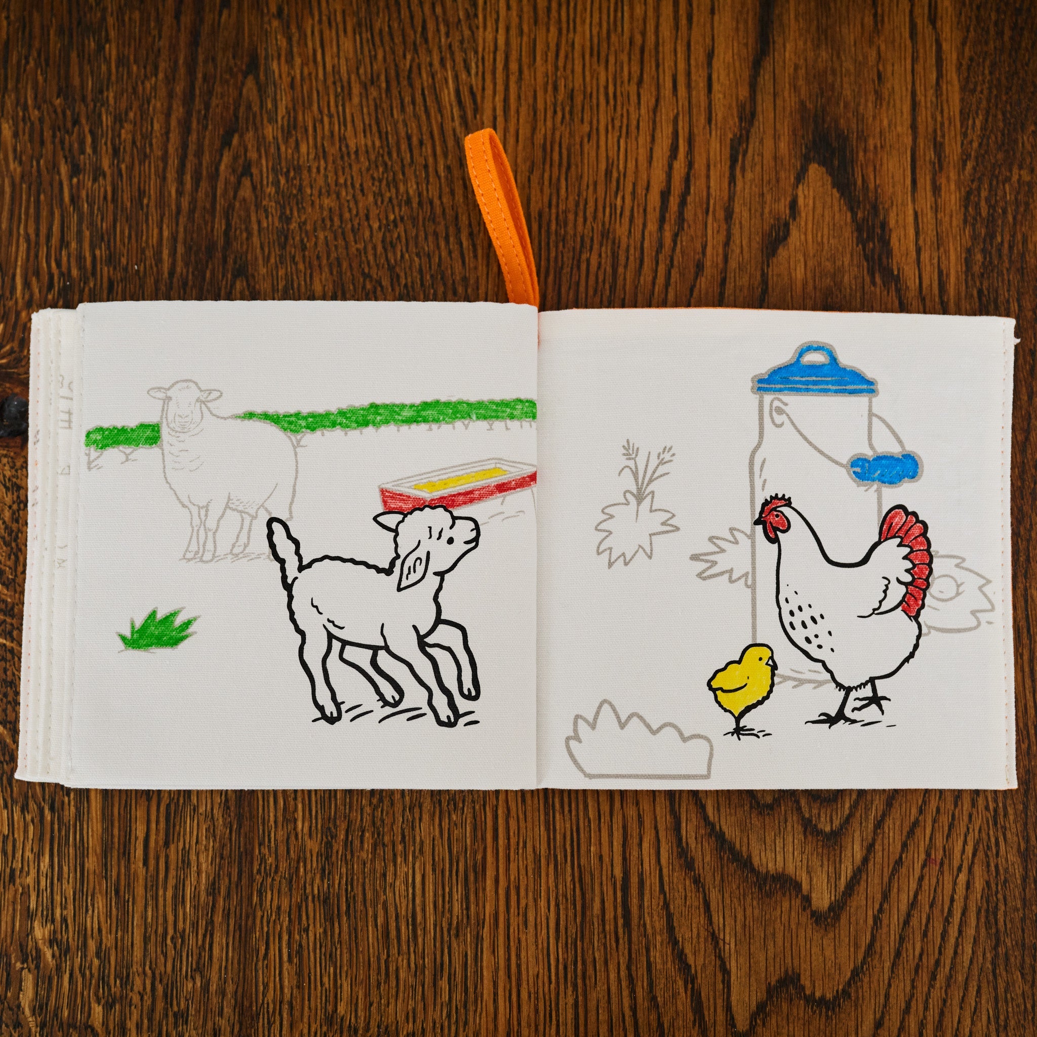Kibakids - Farmyard Fabric Colouring Book for kids 1 years +