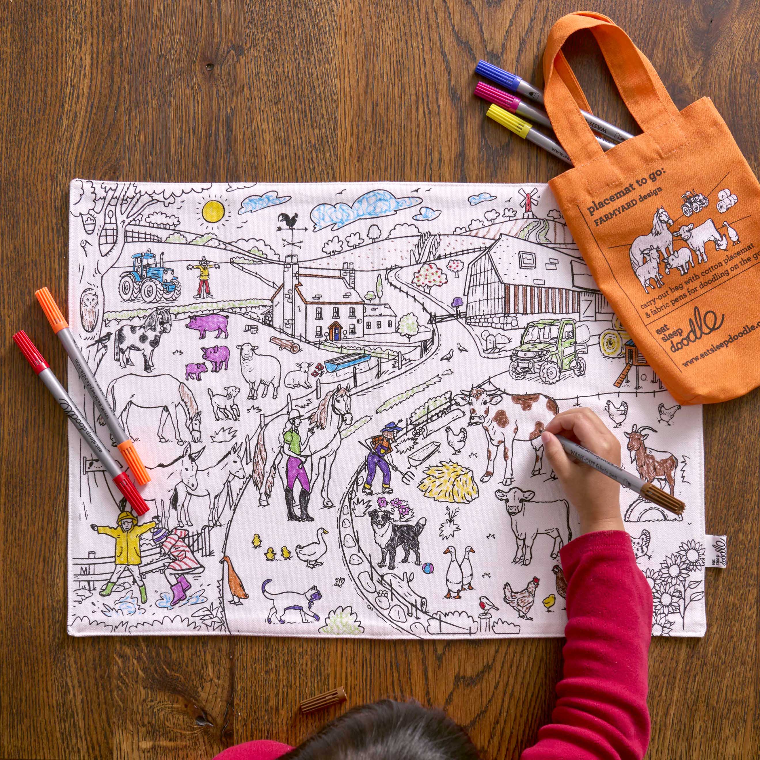 Kibakids - Farmyard Reusable Colour-In Placemat for Kids