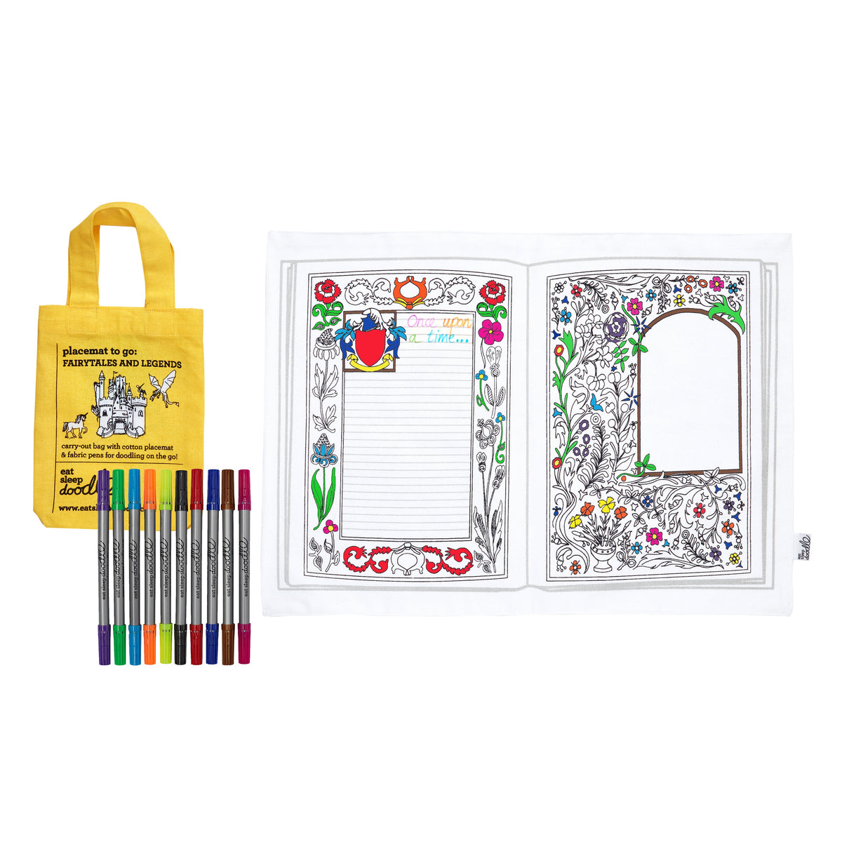 Kibakids - Fairytales & Legends Reusable Colour-In Placemat for Kids