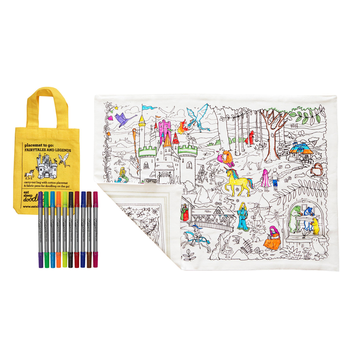 Kibakids - Fairytales & Legends Reusable Colour-In Placemat for Kids