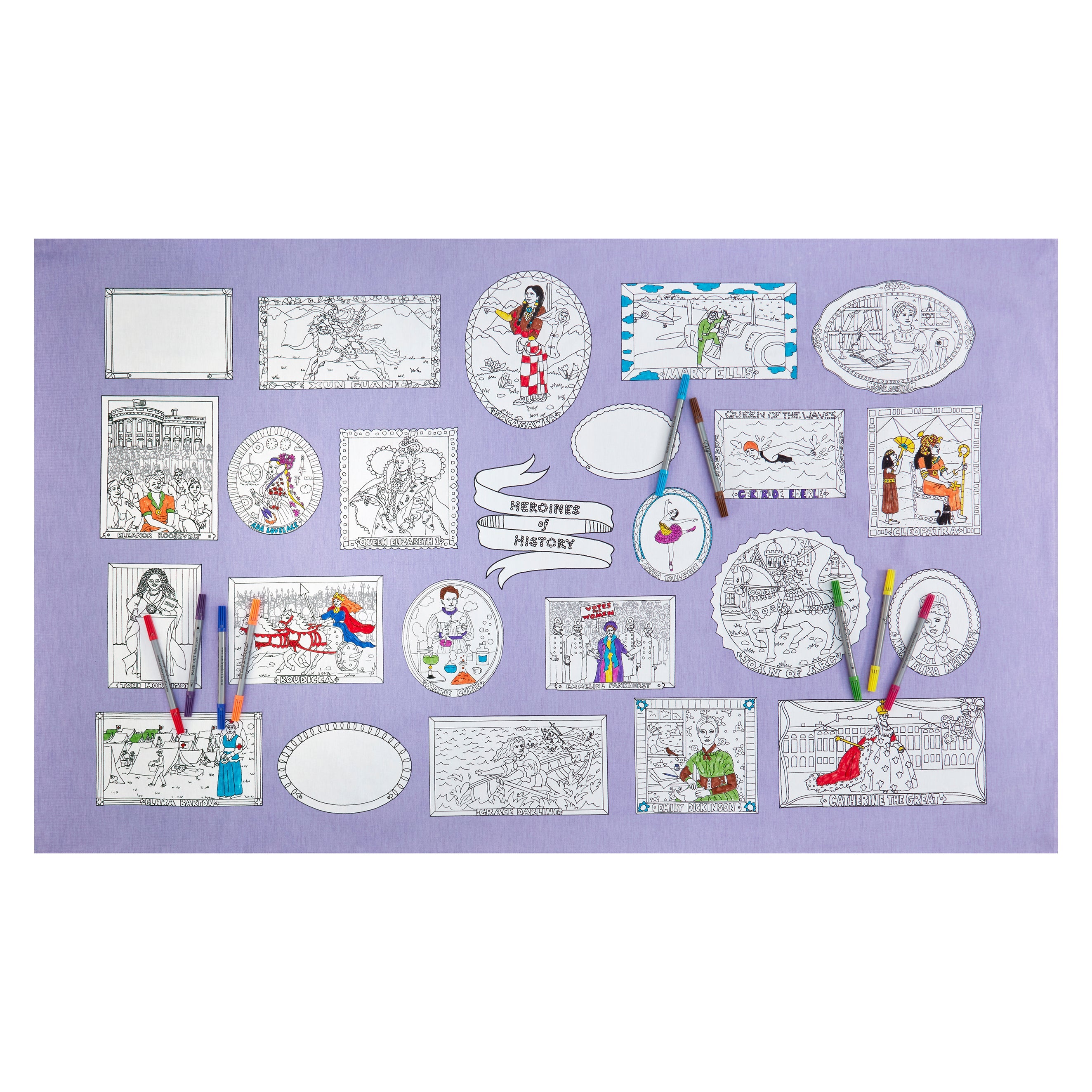 Kibakids - heroines of history tablecloth or wall-hanging