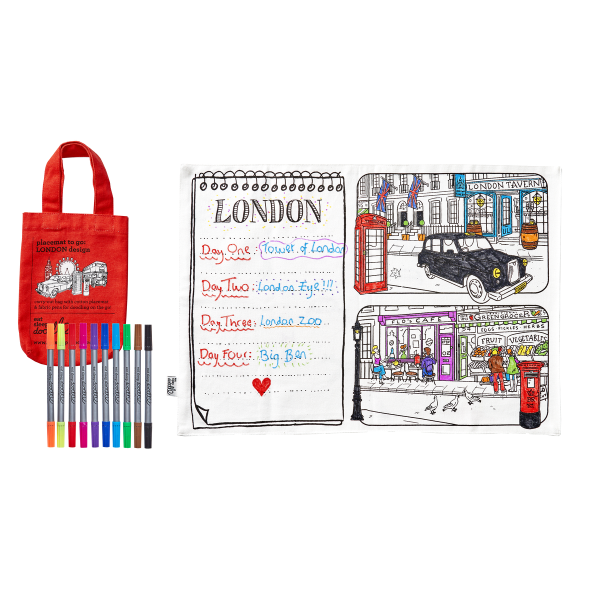 Kibakids - London Reusable Colour-In Placemat for Kids