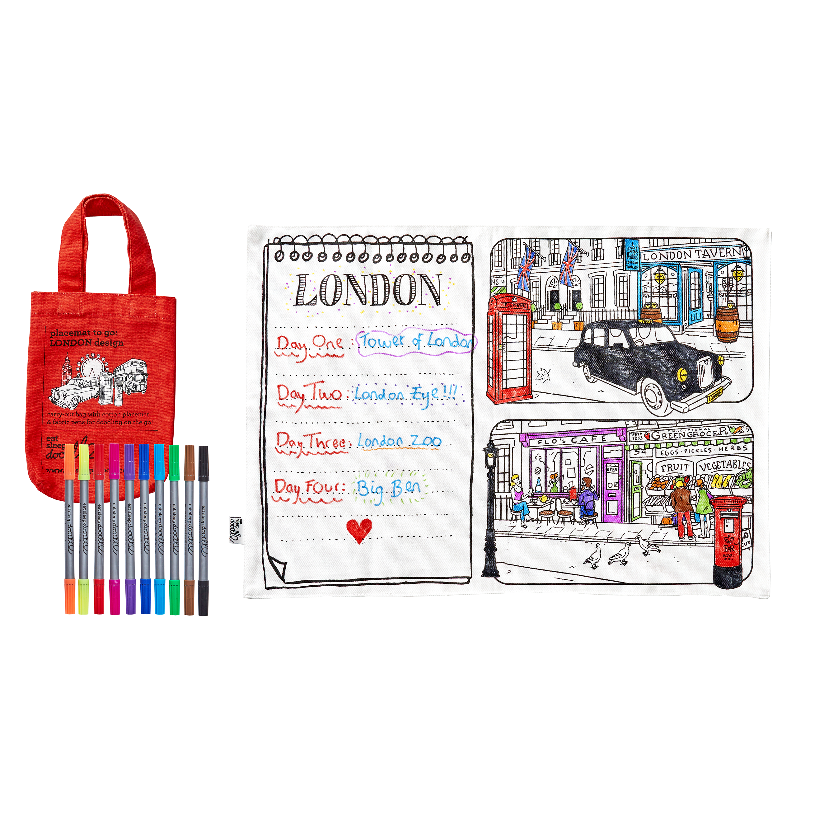 Kibakids - London placemat to go - party pack of 10
