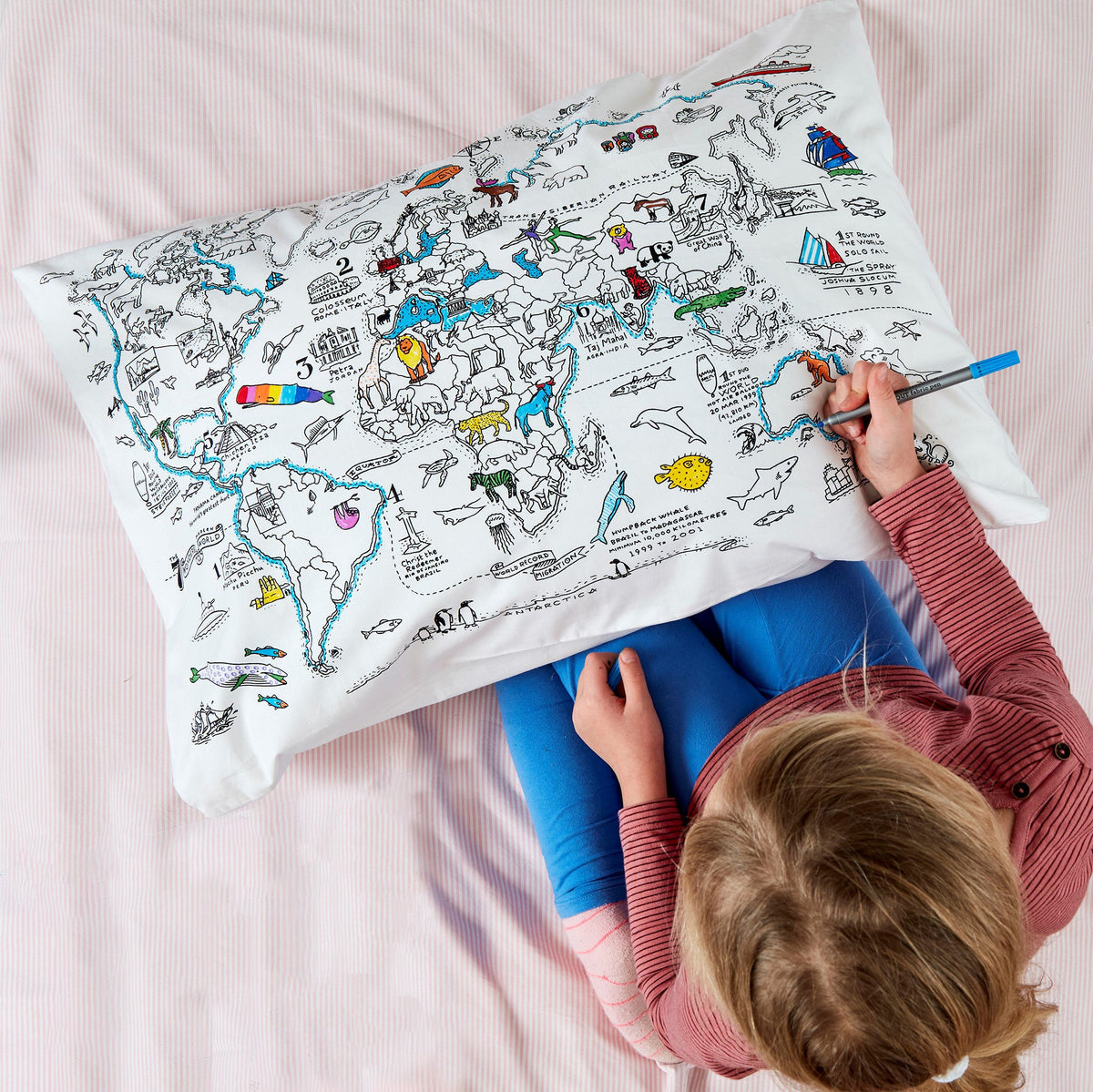Kibakids - world map pillowcase