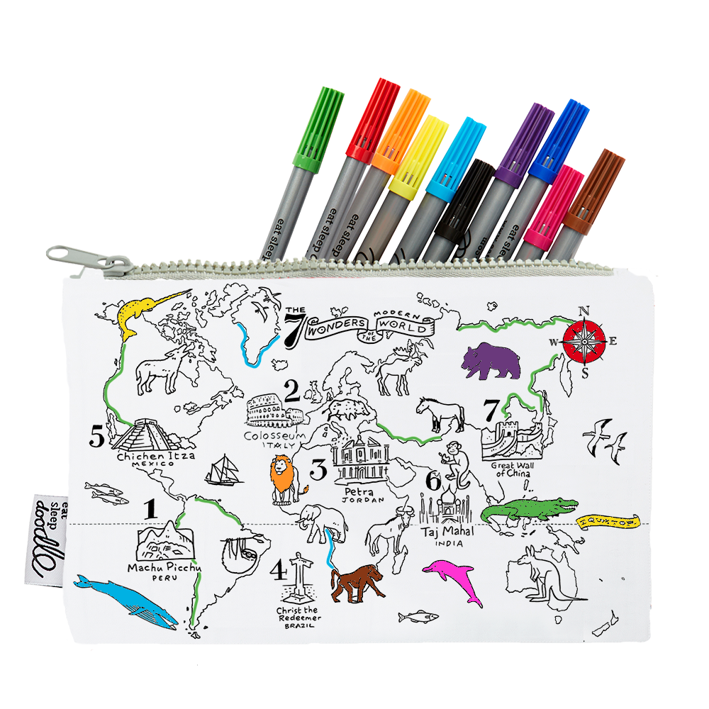 Kibakids - world map pencil case - party pack of 10