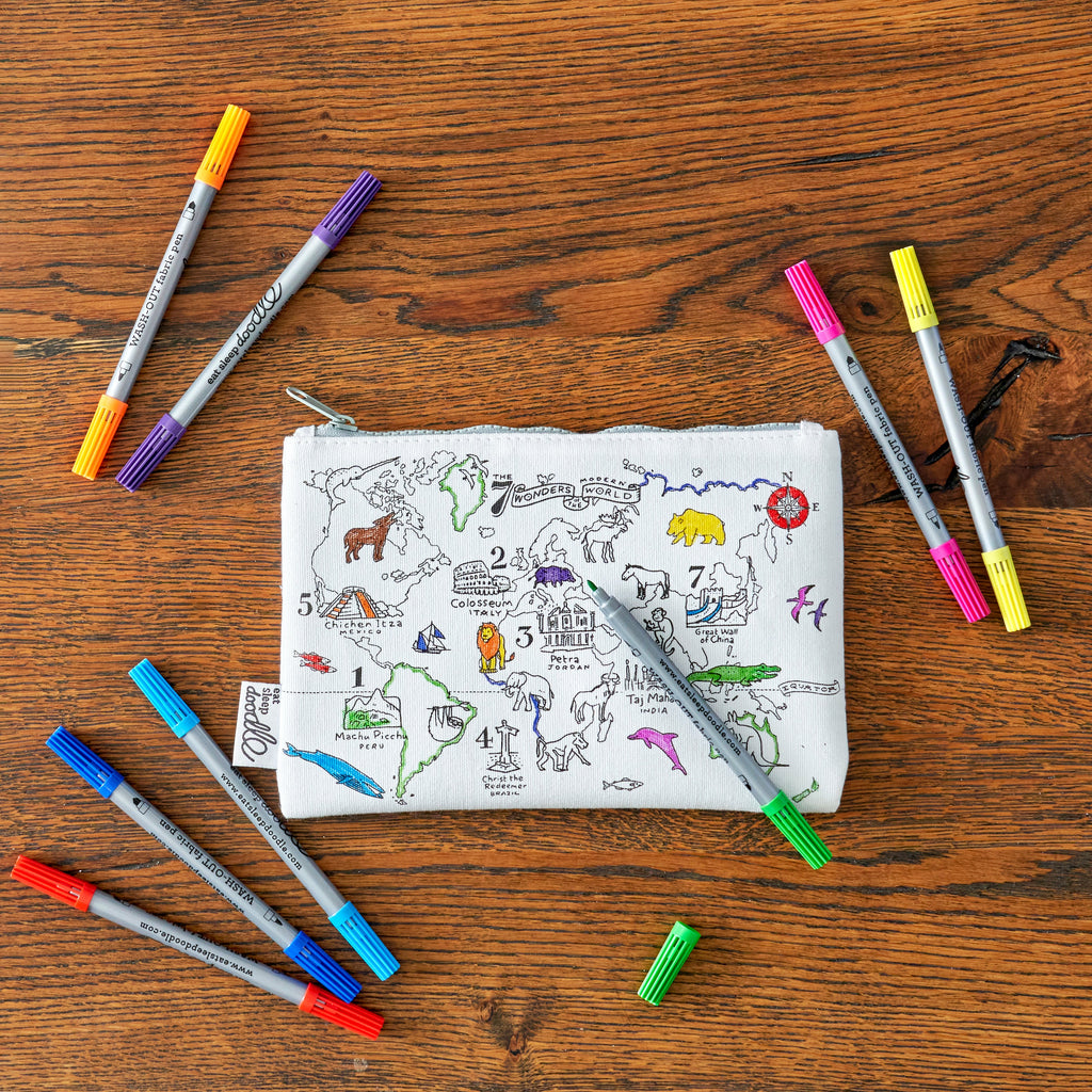 Kibakids - world map pencil case - party pack of 10