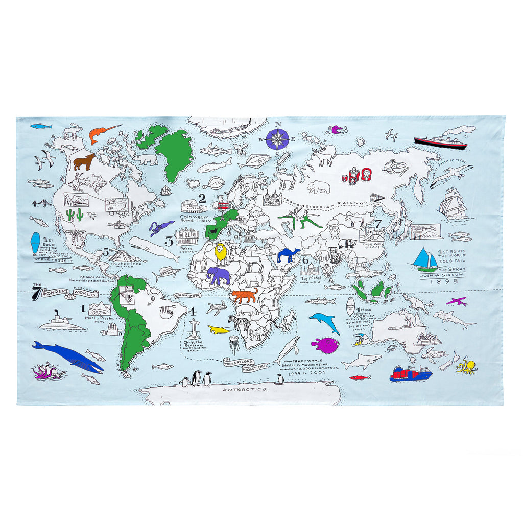 Kibakids - world map tablecloth