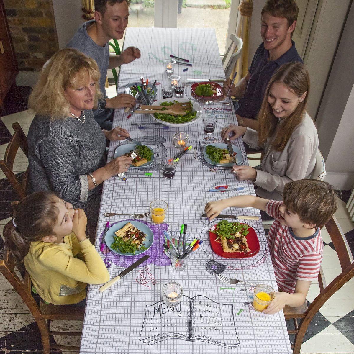 Kibakids - doodle grid tablecloth