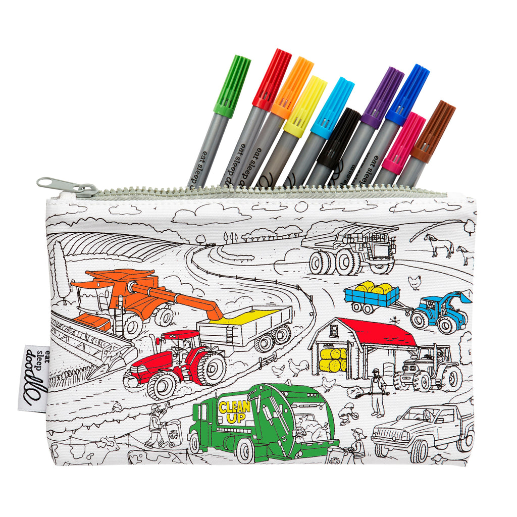 Kibakids - cars, trucks & tractors pencil case - party pack of 10