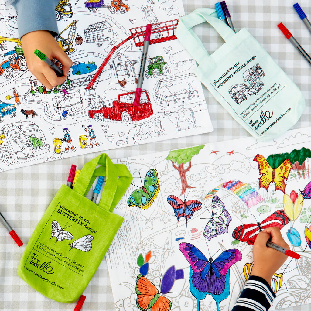 Kibakids - colour your own placemat gift bundle