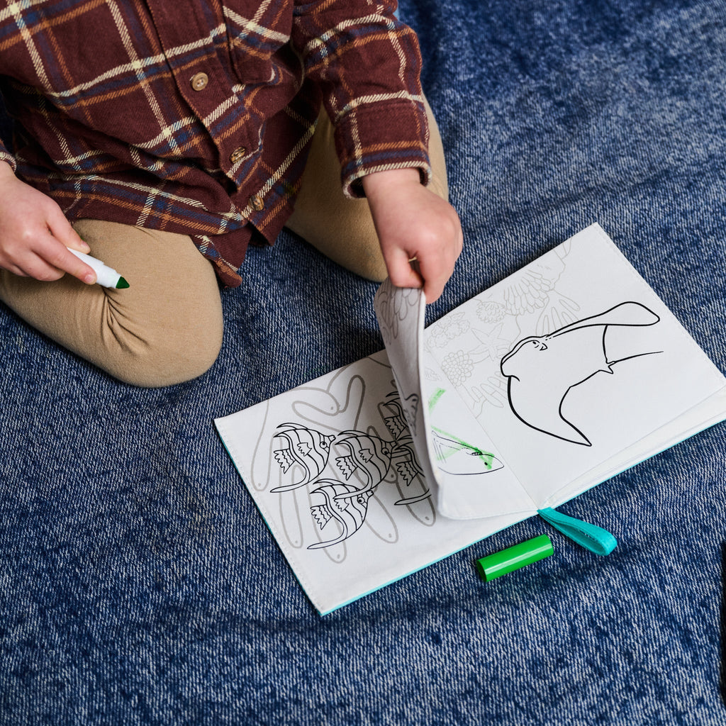 Kibakids - Under the Sea Fabric Colouring Book for kids 1 years +