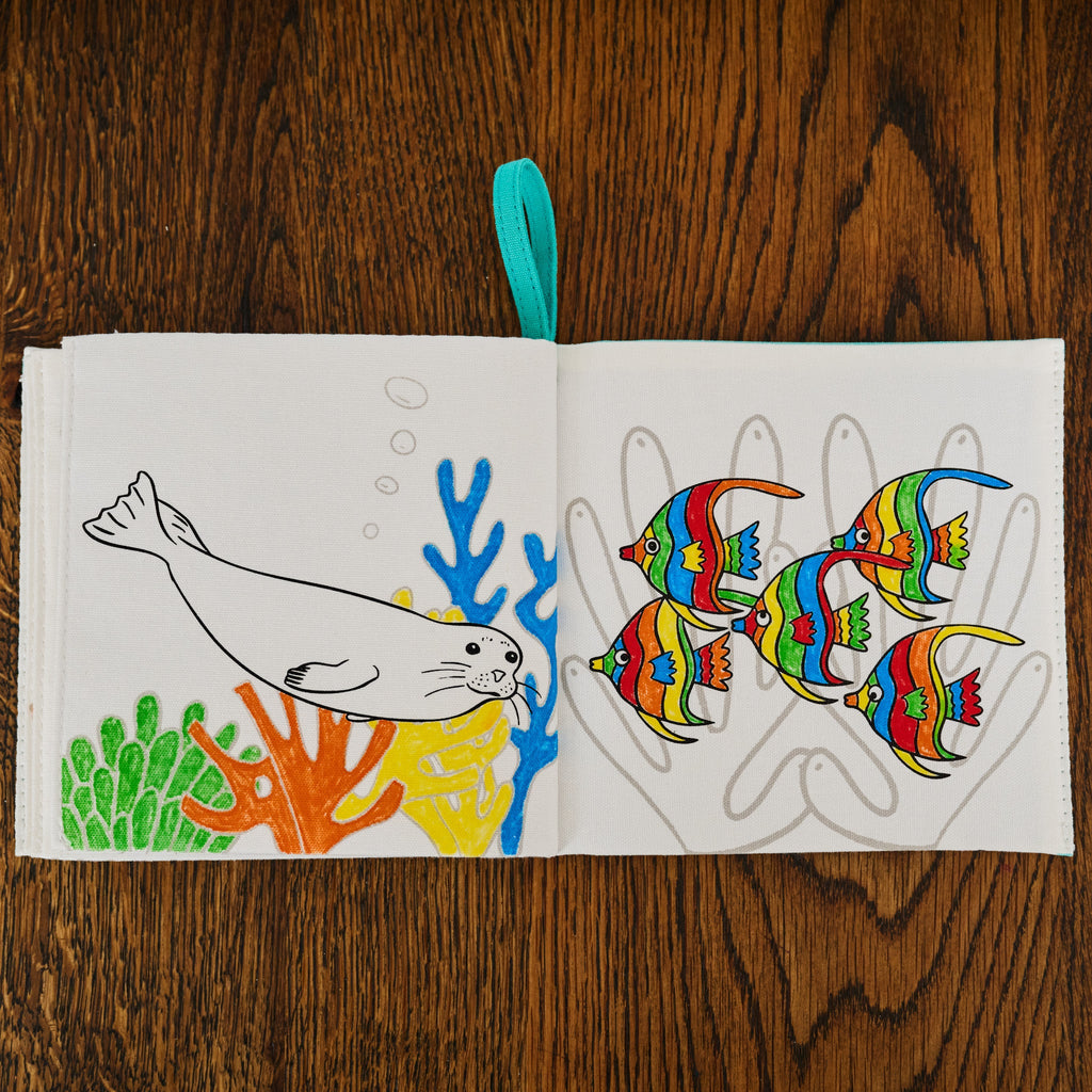 Kibakids - Under the Sea Fabric Colouring Book for kids 1 years +
