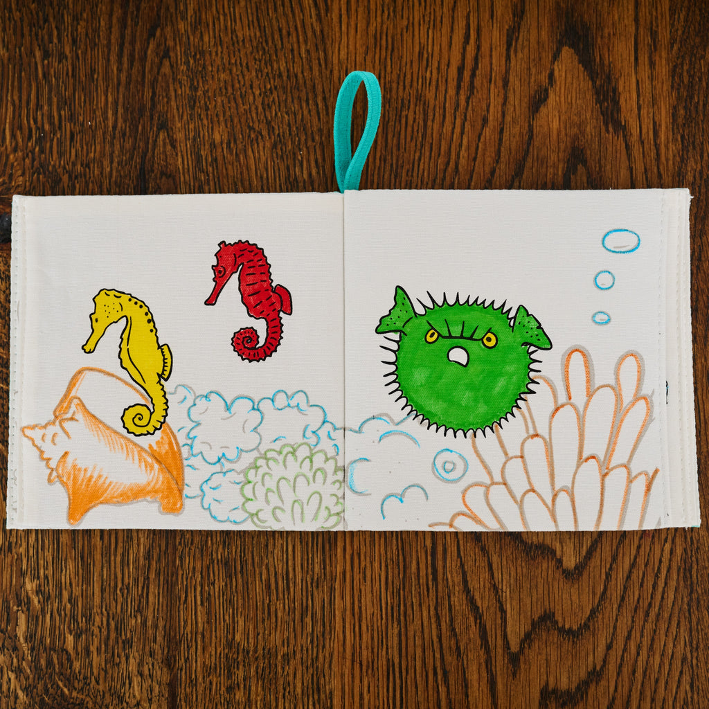 Kibakids - Under the Sea Fabric Colouring Book for kids 1 years +