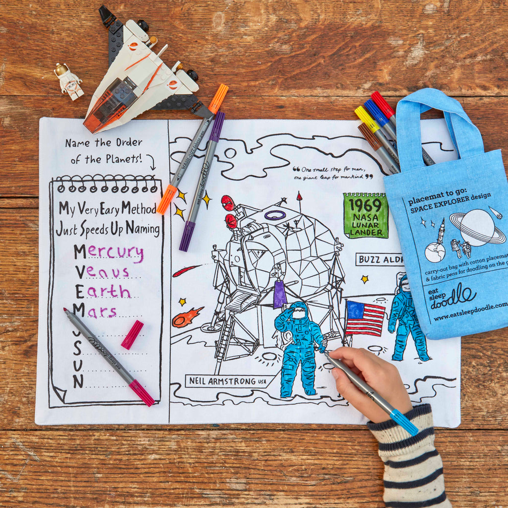 Kibakids - Space Explorer Reusable Colour-In Placemat for Kids