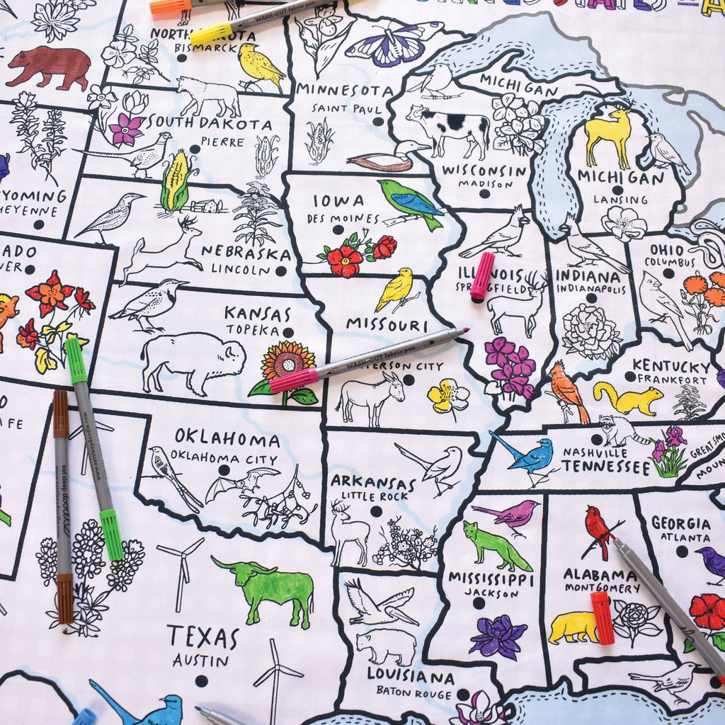 Kibakids - US map tablecloth