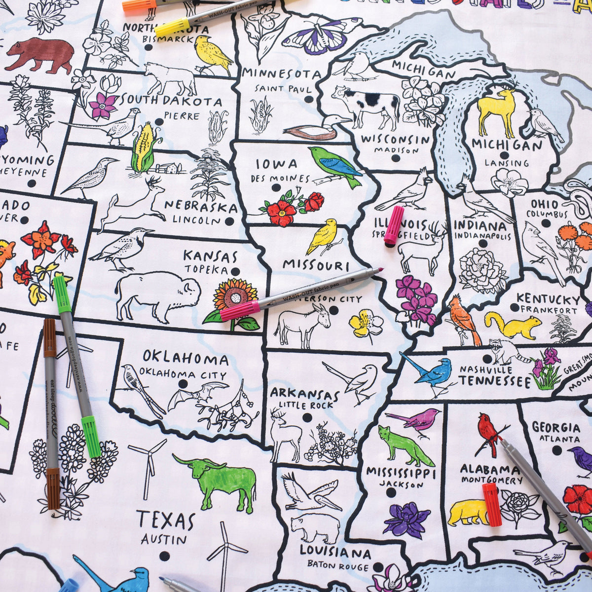 Kibakids - US map tablecloth